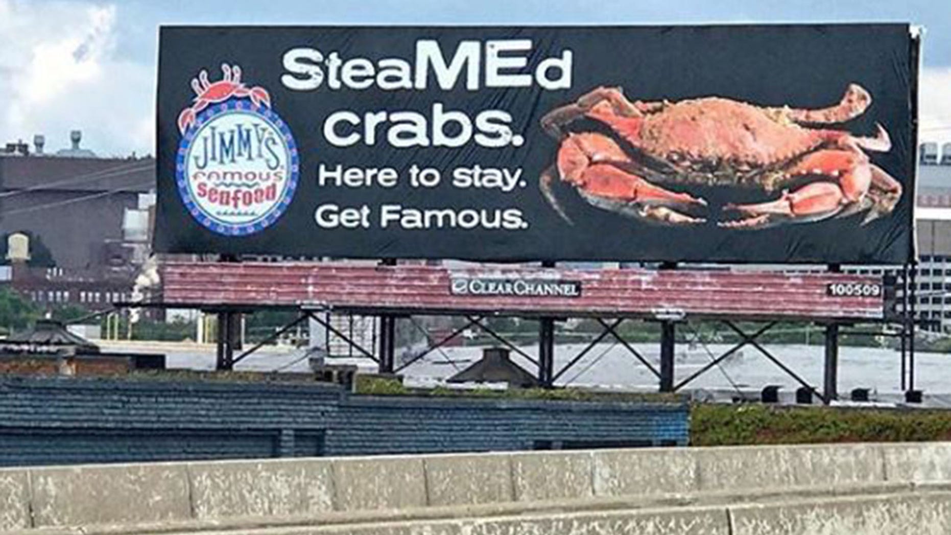 Jimmy's Famous Seafood has targeted PETA in its newest billboard.