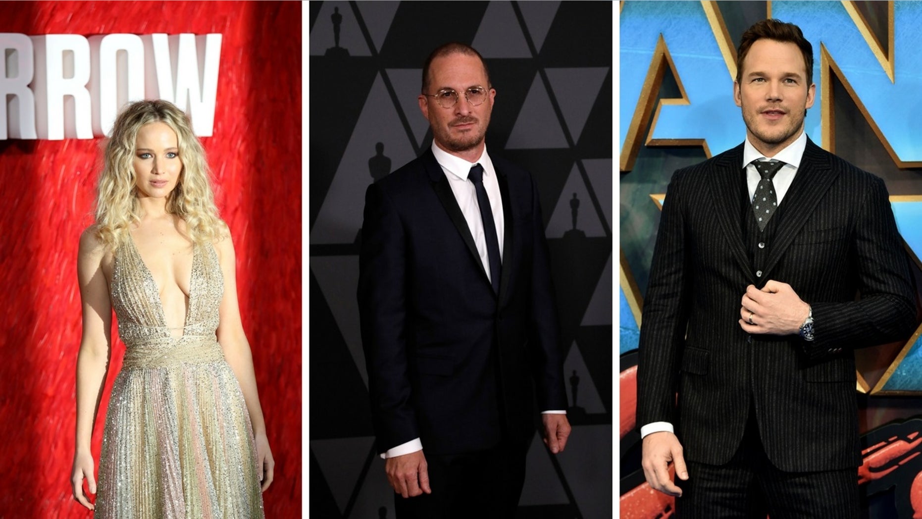 Jennifer Lawrence said she still loves her ex-boyfriend Darren Aronofsky (center) and addressed Chris Pratt cheating rumors.