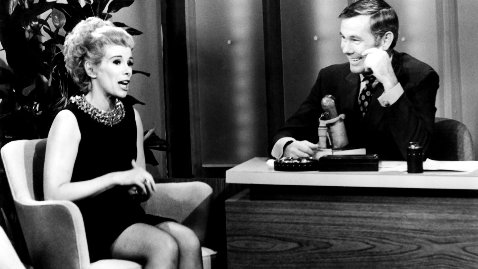 In an undated photo Joan Rivers, left, and host Johnny Carson during "The Tonight Show Starring Johnny Carson," in Burbank, Calif.