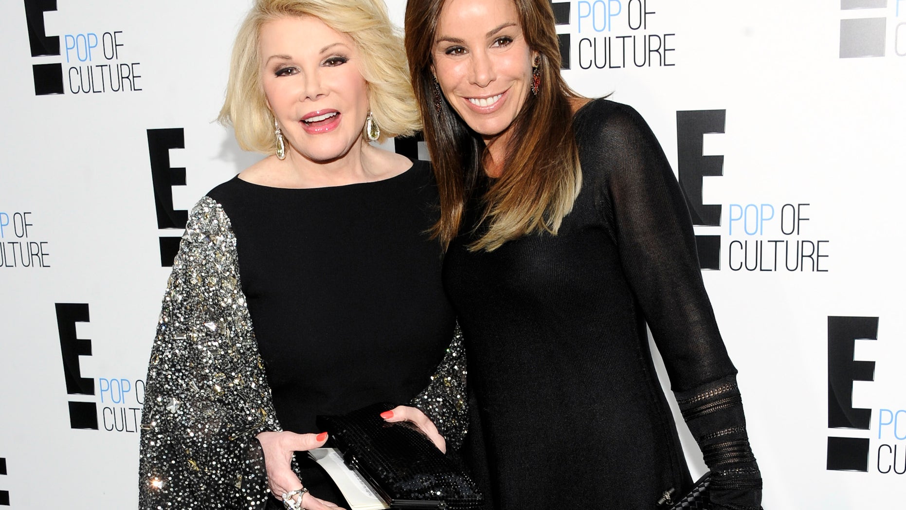 April 30, 2012. Joan Rivers from the show "Fashion Police" and her producer daughter Melissa Rivers at an E! Network upfront event in New York.