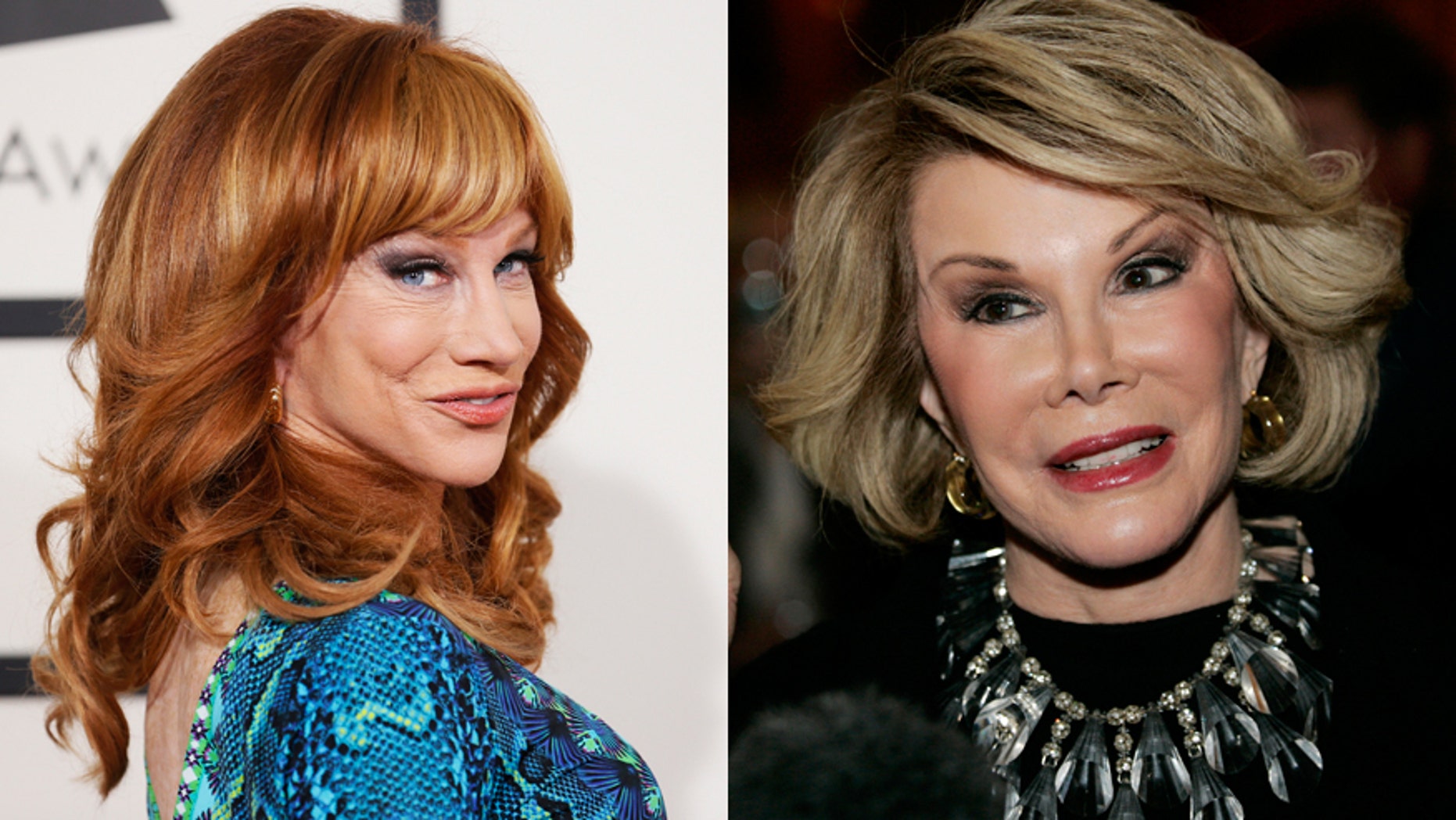 Comedian Kathy Griffin (l) and the late Joan Rivers.