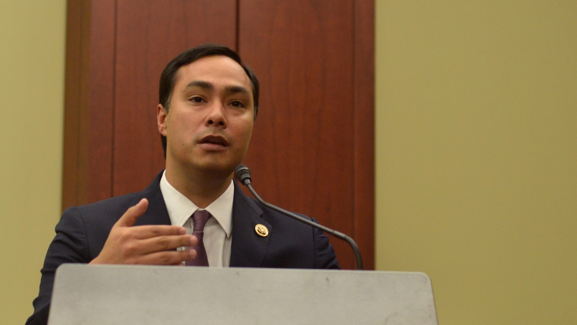 WASHINGTON, DC- SEPTEMBER 30: Representative Joaquin Castro (D-TX) speaks during a private screening of "Food Chains" in the Capitol Visitors Center on September 30, 2015 in Washington, DC. (Photo by Kris Connor/Getty Images for "Food Chains")