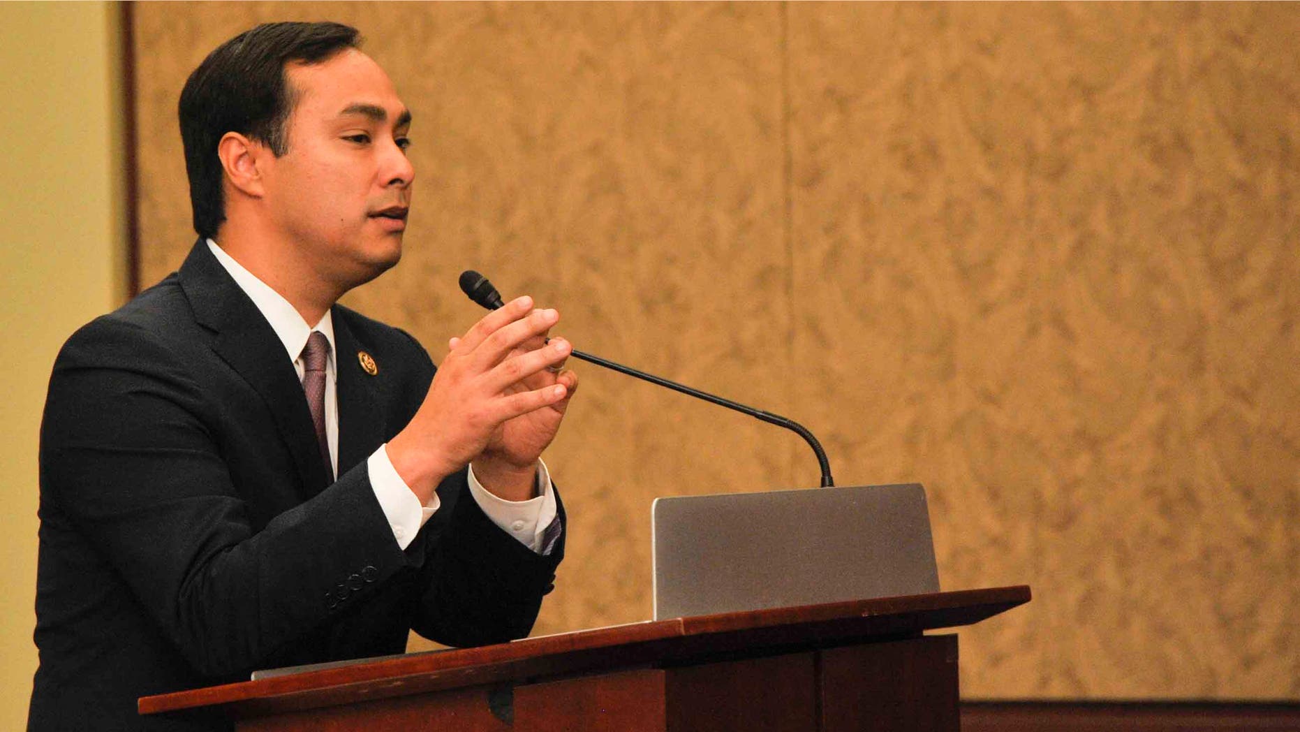 WASHINGTON, DC- SEPTEMBER 30: Representative Joaquin Castro(D-TX) speaks during a private screening of "Food Chains" in the Capitol Visitors Center on September 30, 2015 in Washington, DC. (Photo by Kris Connor/Getty Images for "Food Chains")