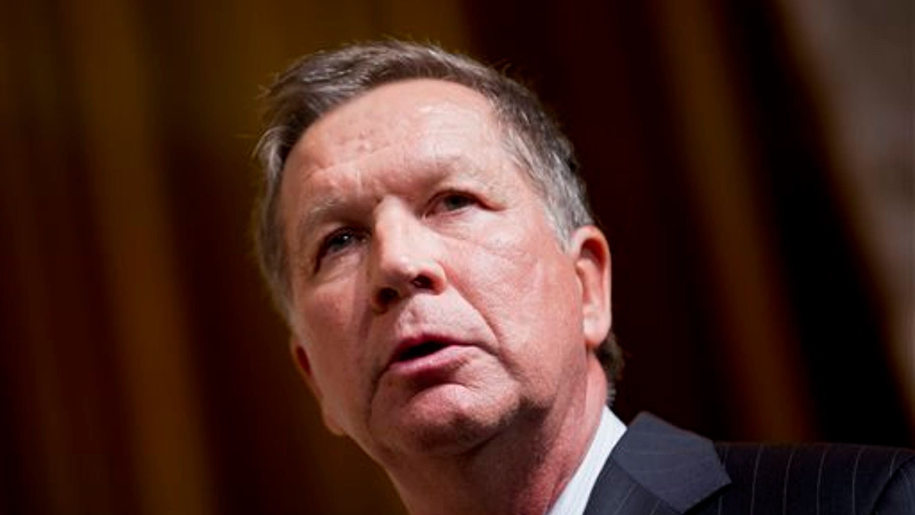 FILE - In this June 19, 2015 file photo, Ohio Gov. John Kasich speaks during the Road to Majority 2015 convention in Washington