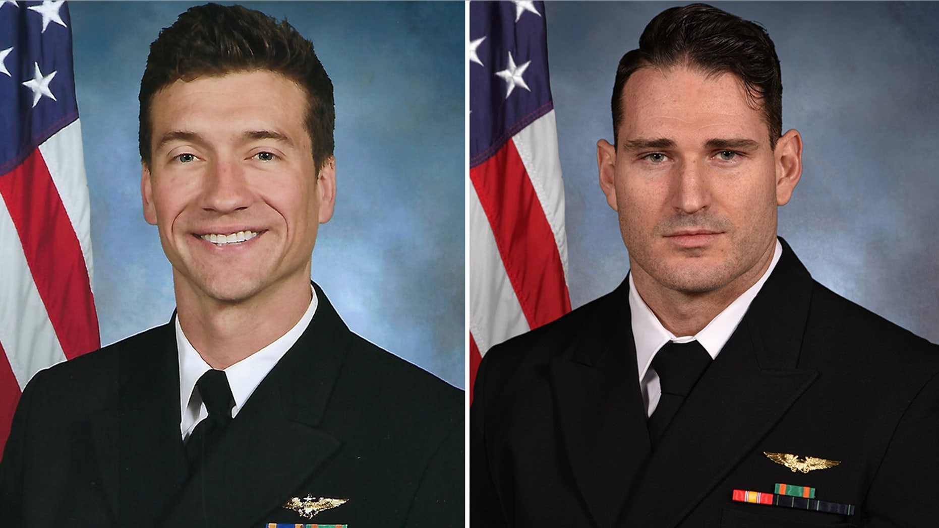 The U.S. Navy identified Lt. Cmdr. James Brice Johnson, left, and Lt. Caleb Nathaniel King as the aviators who died in a F/A-18 jet crash Wednesday in Key West, Fla.