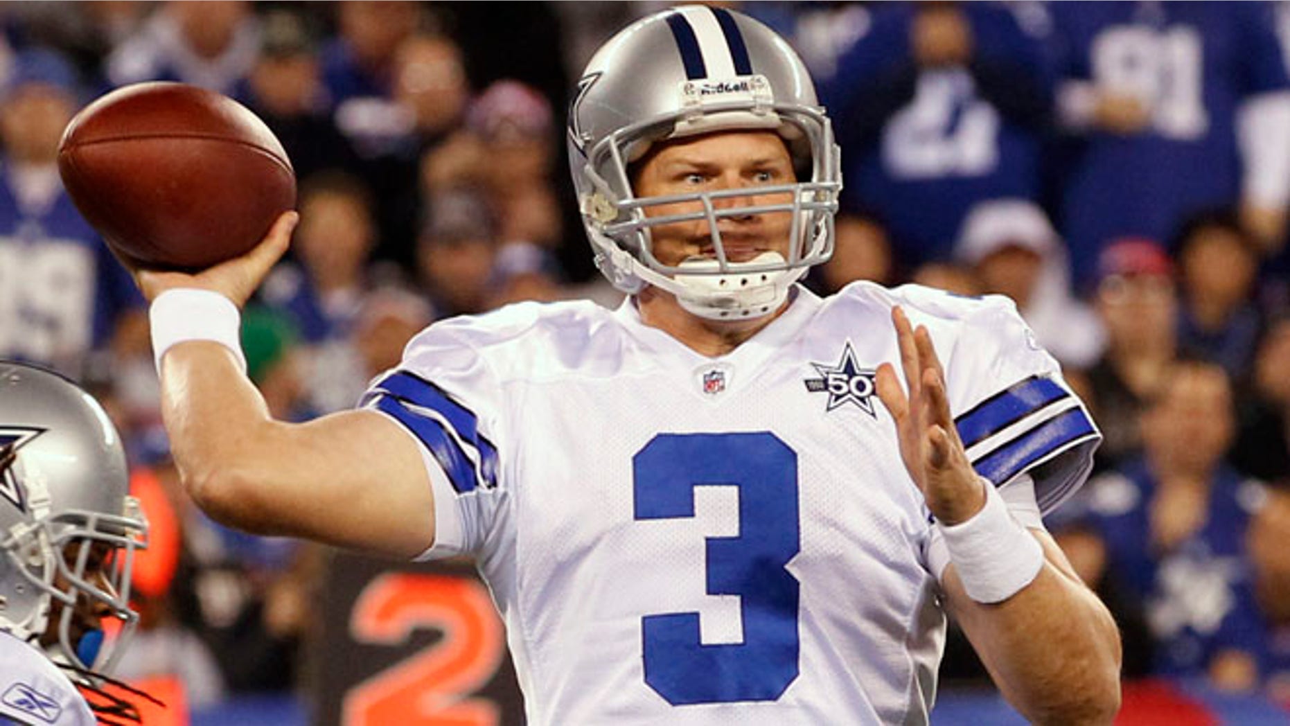 Dallas Cowboys quarterback Jon Kitna throws in a game against the New York Giants during his last stint with the team, which lasted from 2009-2011.