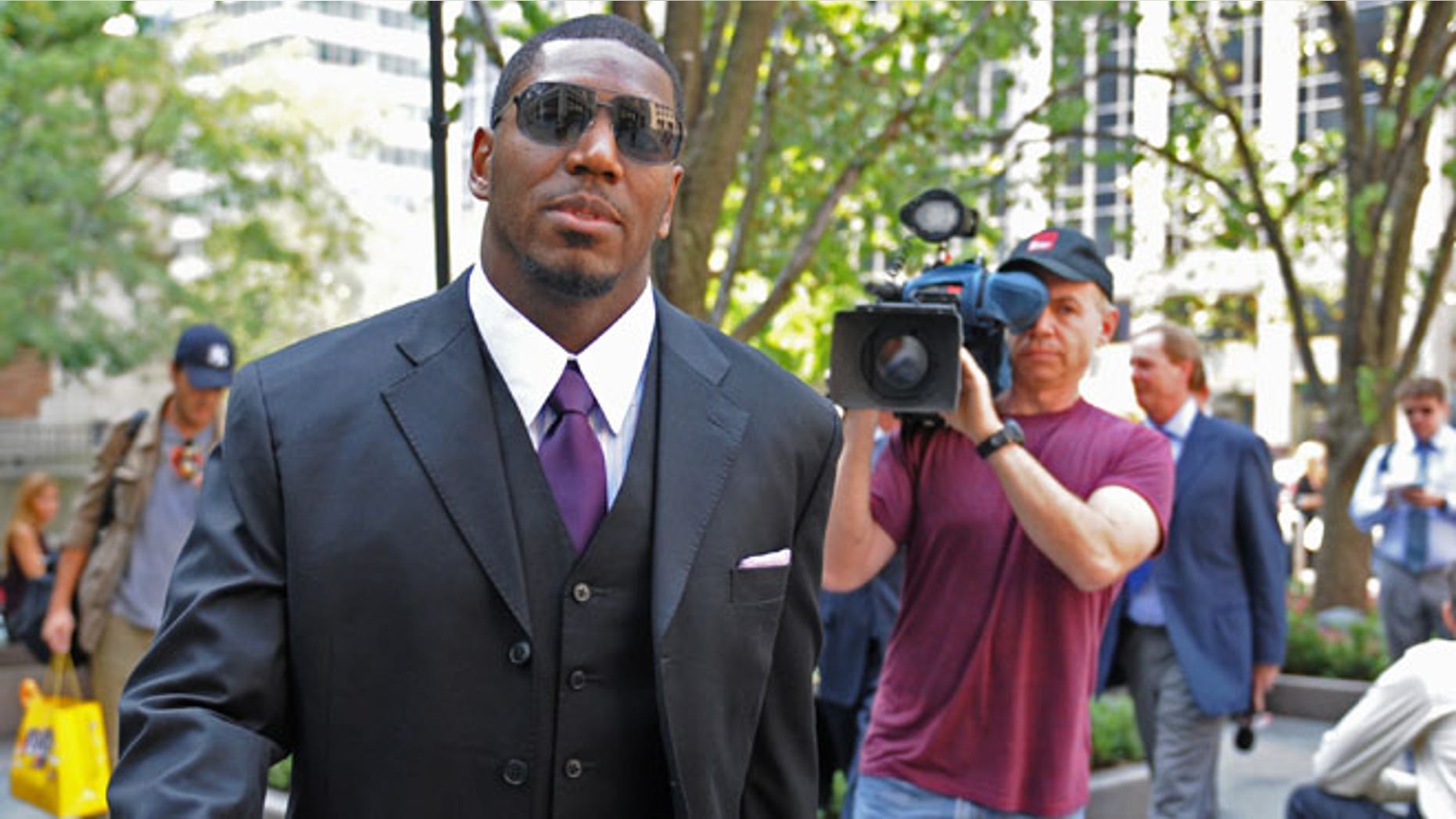 Sep. 17, 2012: New Orleans Saints linebacker Jonathan Vilma arrives at the NFL football headquarters to meet with Commissioner Roger Goodell to discuss his suspension that was temporarily lifted, in New York.