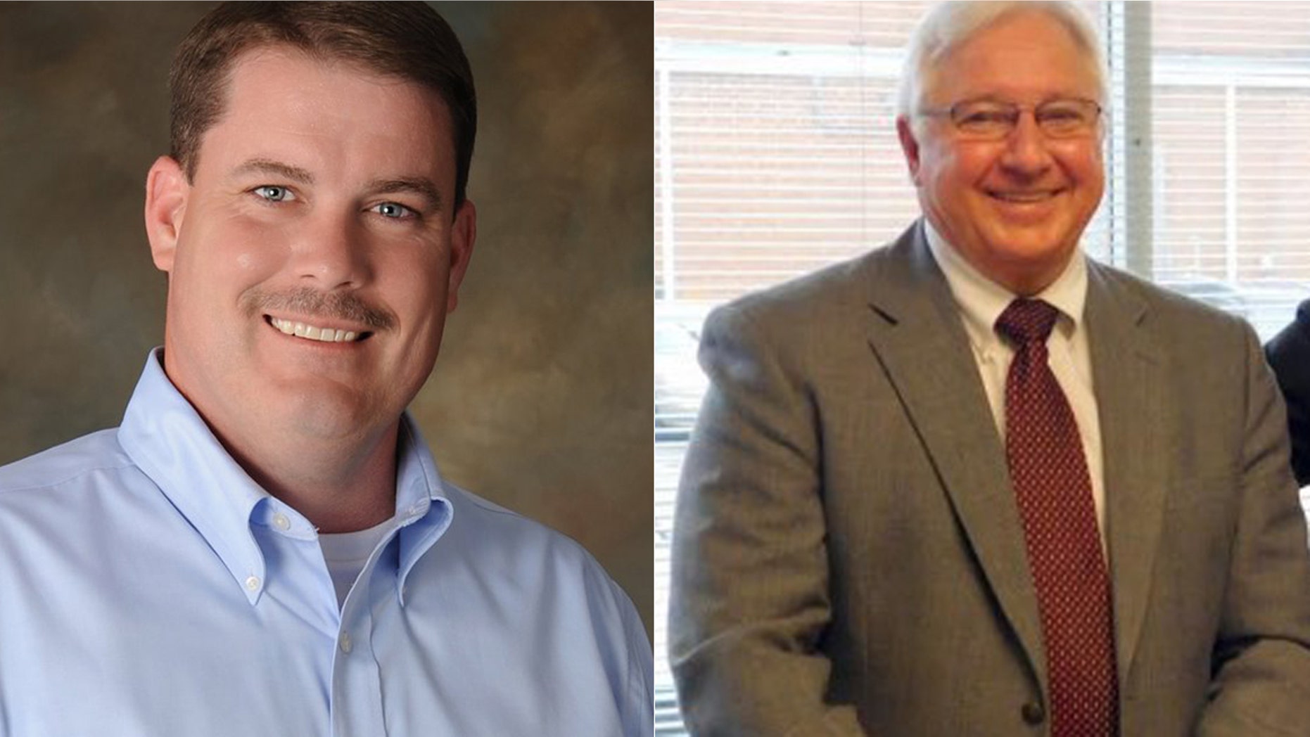 These undated images show North Carolina State House candidates Brenden Jones, left, and Timothy Benton.