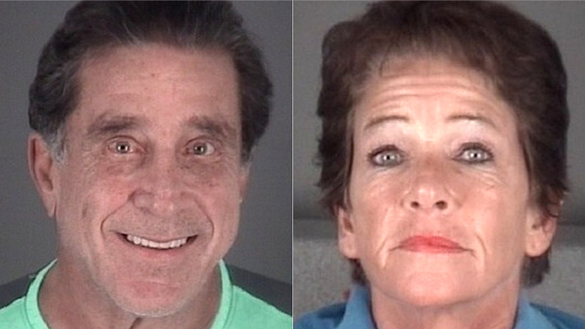 Booking photos for Joseph Massad, 68, the Mayor of Port Richey, Fla., and Caj Joseph, 57.