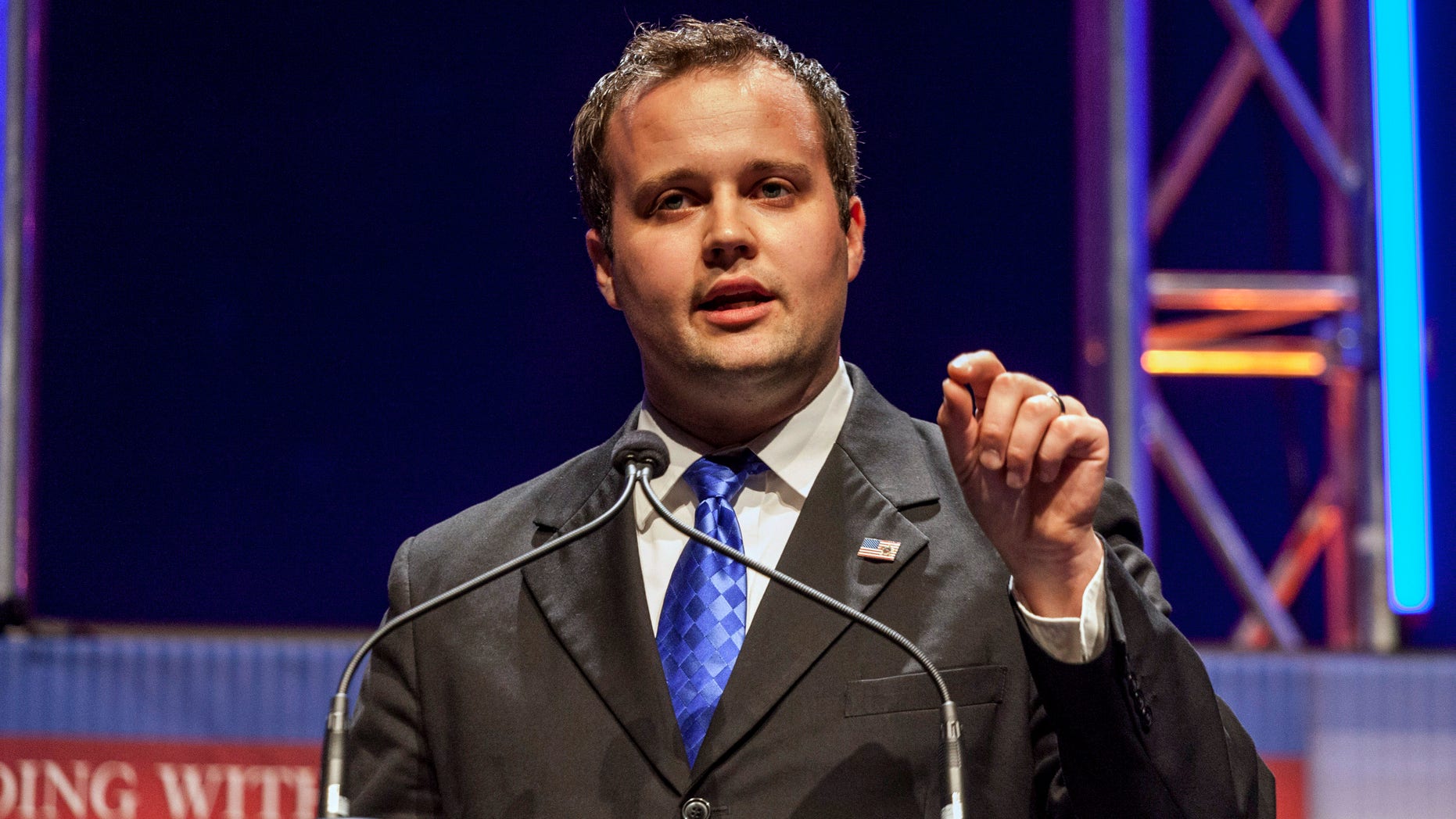August 9, 2014. Josh Duggar, Executive Director of the Family Research Council Action, speaks at the Family Leadership Summit in Ames, Iowa.