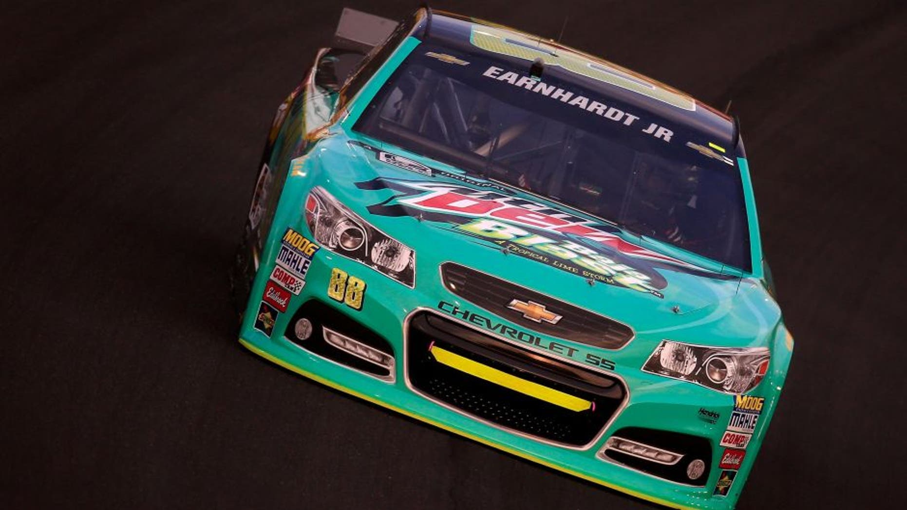 CHARLOTTE, NC - MAY 16: Dale Earnhardt Jr. drives the #88 Mountain Dew Baja Blast Chevrolet during qualifying for the NASCAR Sprint Cup Series Sprint All-Star Race at Charlotte Motor Speedway on May 16, 2015 in Charlotte, North Carolina. (Photo by Chris Trotman/Getty Images)