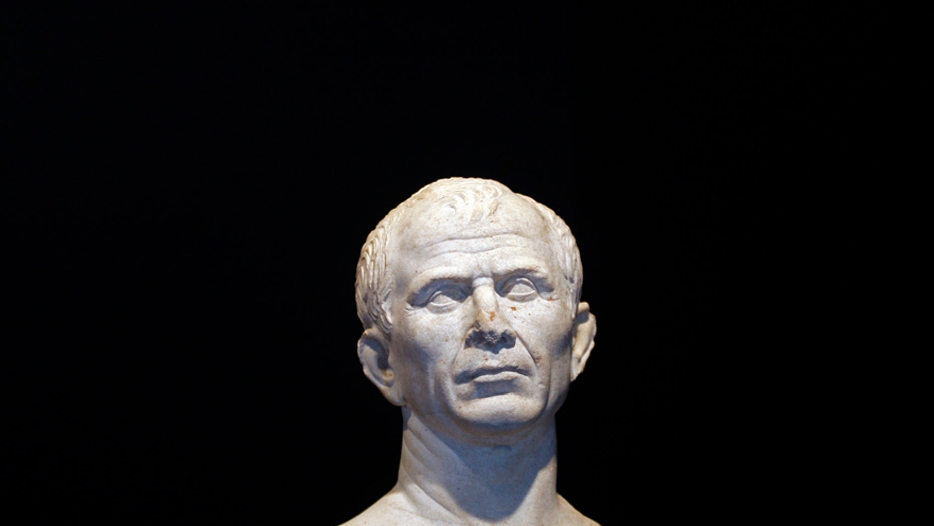 File photo: A life-size bust of Julius Caesar is seen at new buildings of the Department of the underwater and submarine archaeological (DRASSM) in Marseille, January 22, 2009. The bust of Cesar, dated 49-46 BC, was discovered last year as part of underwater archeological exploration in the Rhone River near Arles. (REUTERS/Jean-Paul Pelissier)