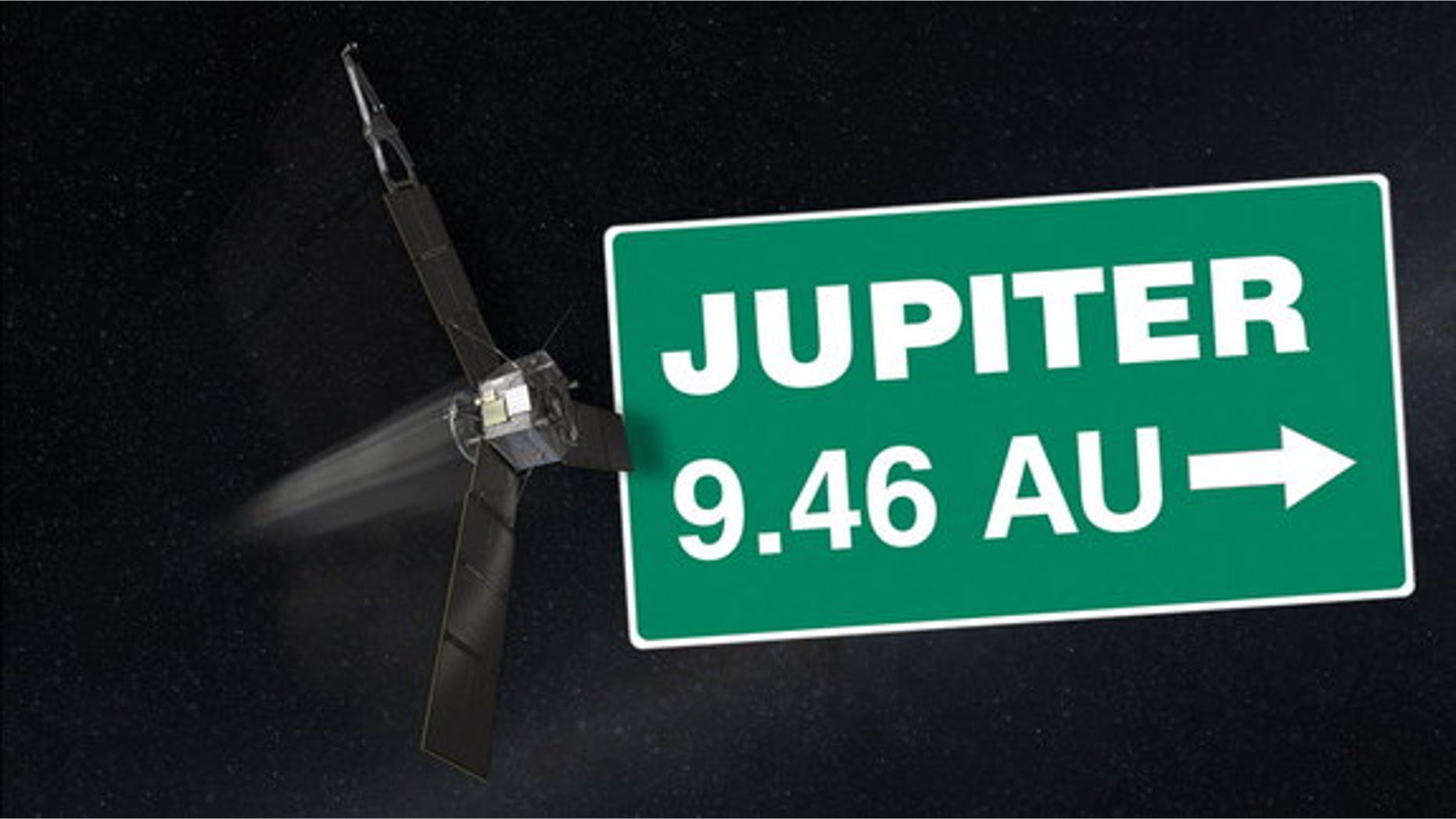A computer-generated image depicts NASA's Juno spacecraft.