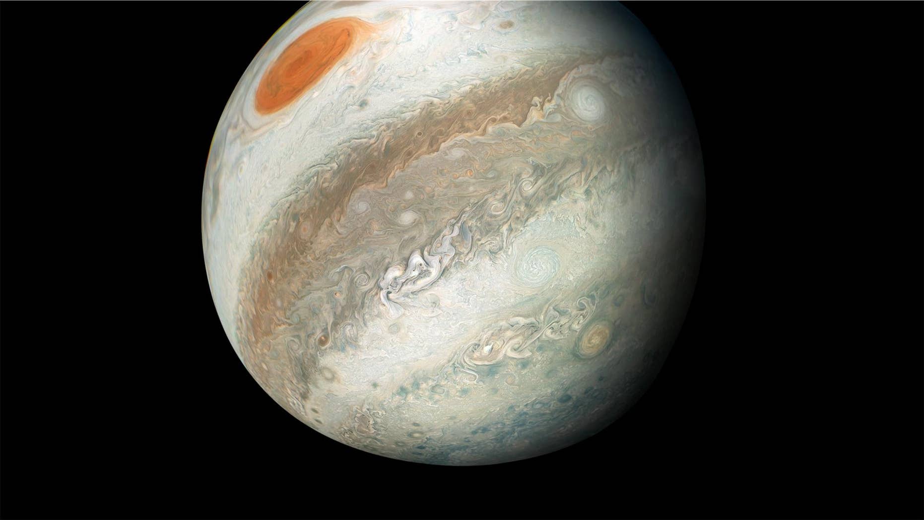 NASA's Juno spacecraft captured this image of Jupiter shortly after completing its 12th close flyby of the planet on April 1, 2018.