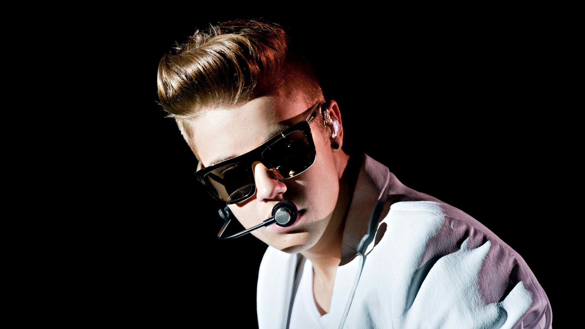 April 26, 2013.Canadian singer Justin Bieber performs on stage during the "I Believe Tour" in Helsinki.
