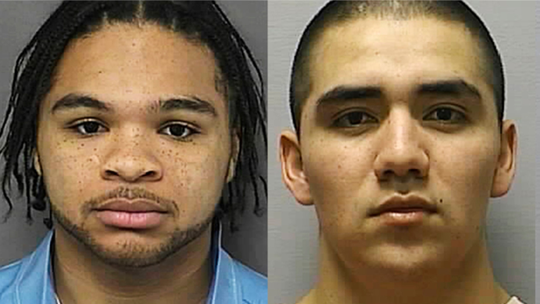 This combo made from photos provided Wednesday, April 18, 2012, by the Kansas Department of Corrections shows, from left, Eric James, 22, and Santos Carrera-Morales, 22, and Drew Wade, 21, two of four people who broke out of the Ottawa County Jail in Minneapolis, Kan. on Wednesday morning.