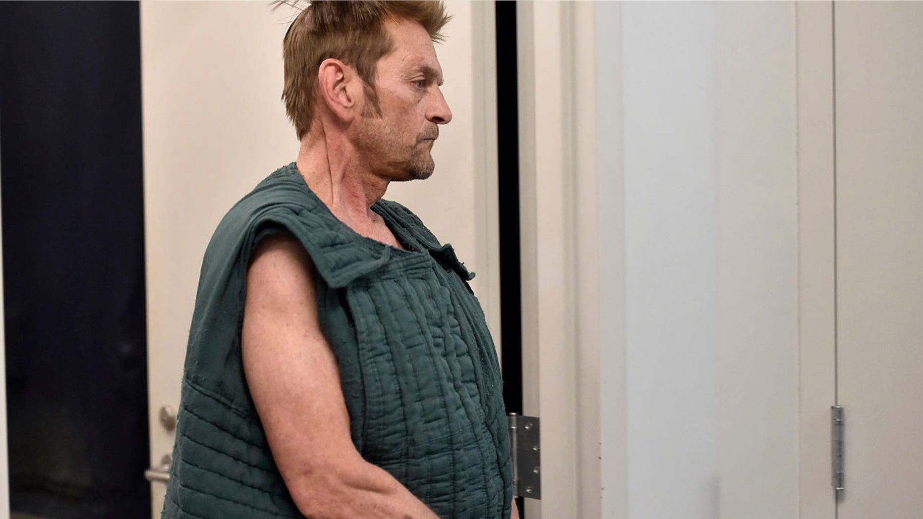 Feb. 27, 2017: Adam Purinton leaves the room after he appeared by closed circuit TV in court from the Johnson County detention center.