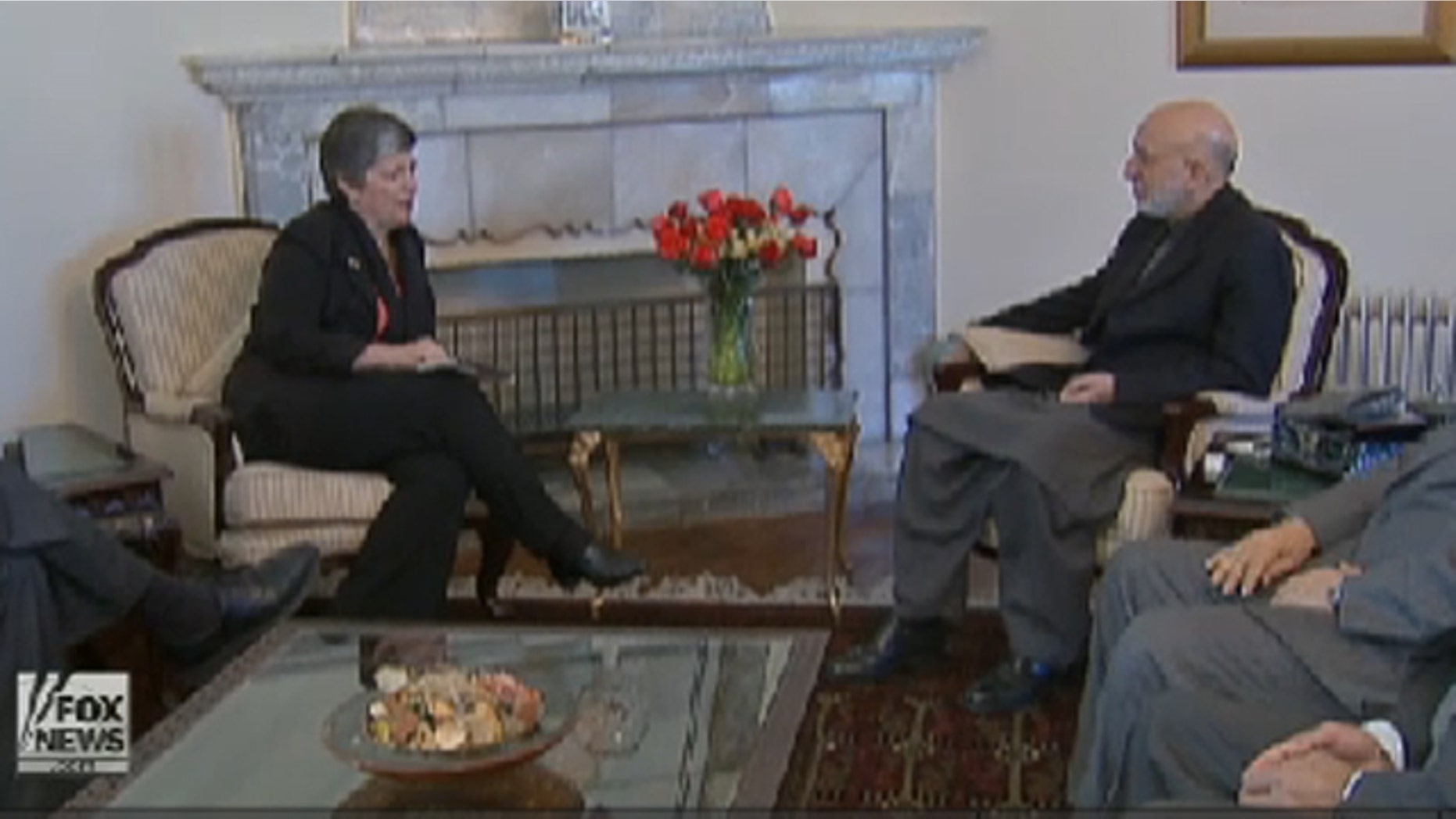 Homeland Security Secretary Janet Napolitano meets with Afghan President Hamid Karzai in Afghanistan Jan. 1.