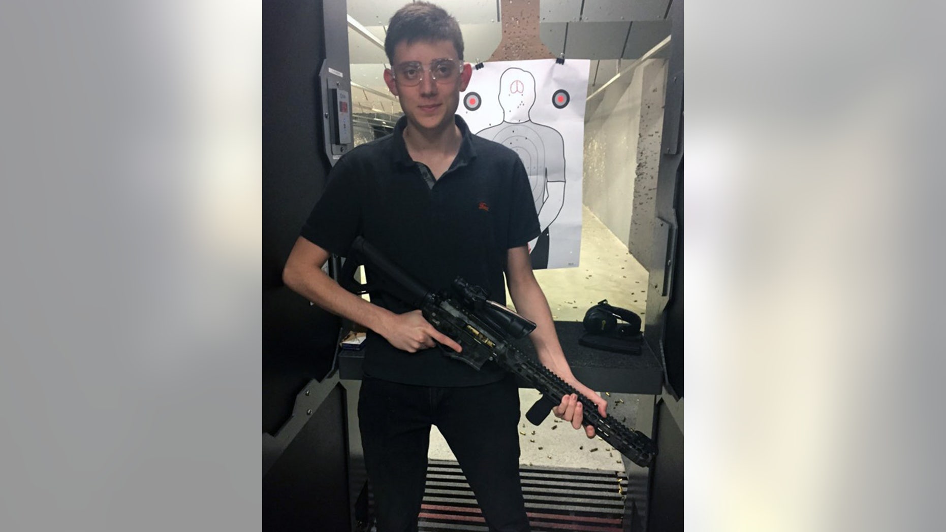 Kyle Kashuv poses at a Florida gun range this past Friday.