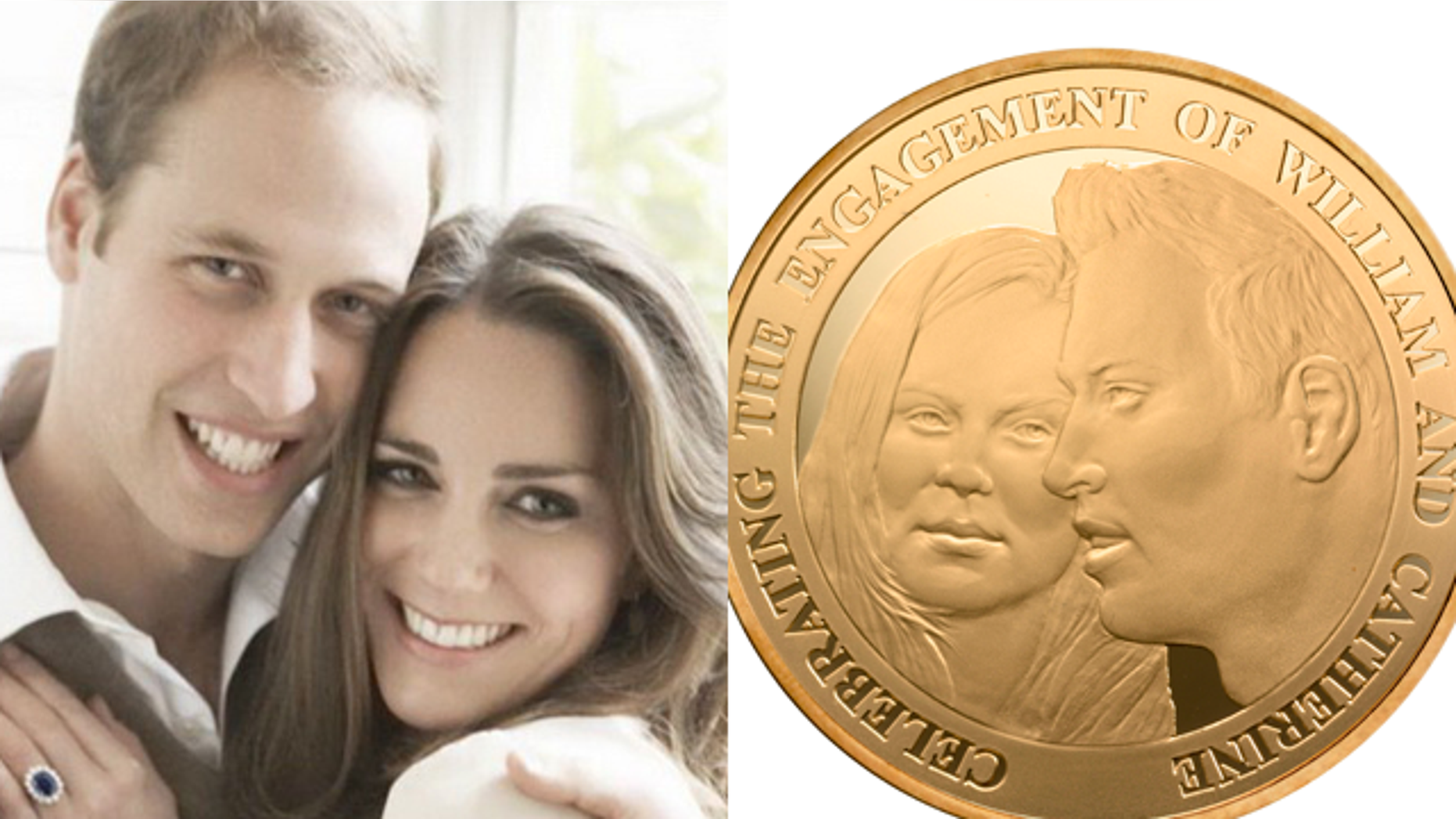 Prince William and kate middleton, and a new coin that bears little resemblance. (AP)
