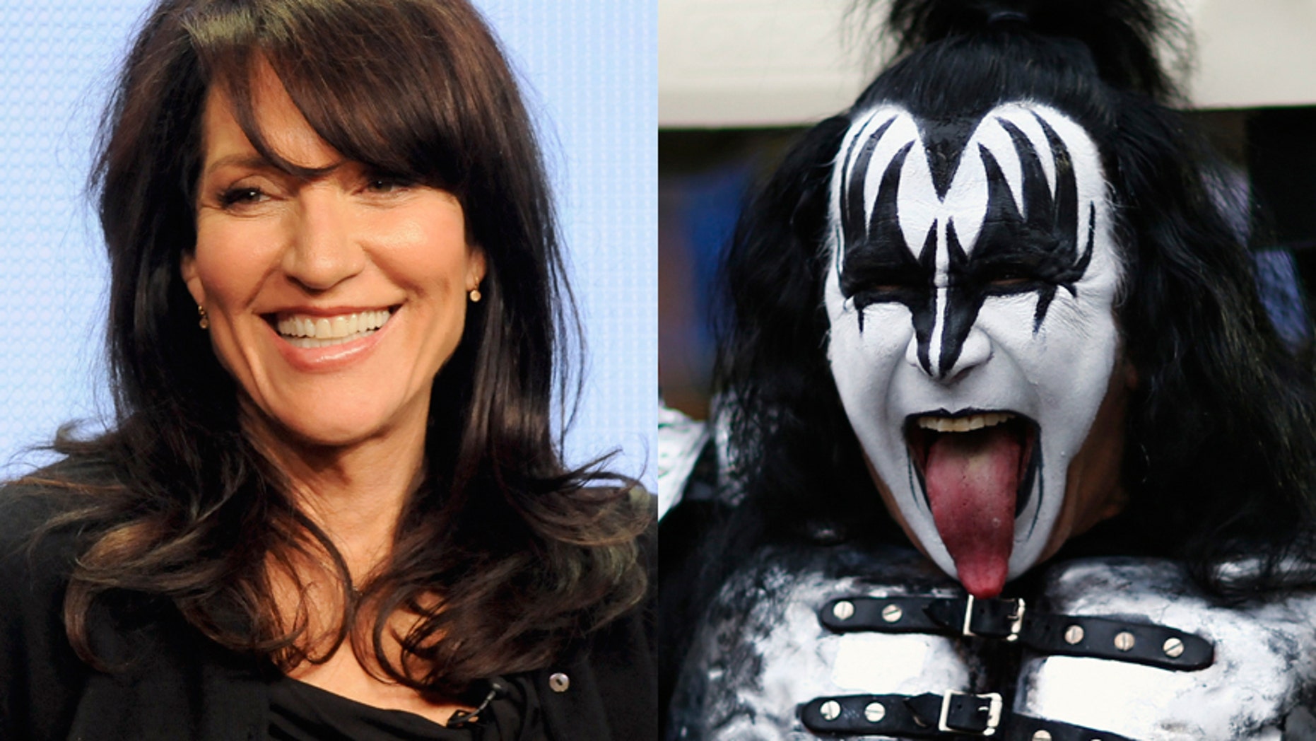 Actress Katey Sagal (left) and Gene Simmons of the rock band KISS.