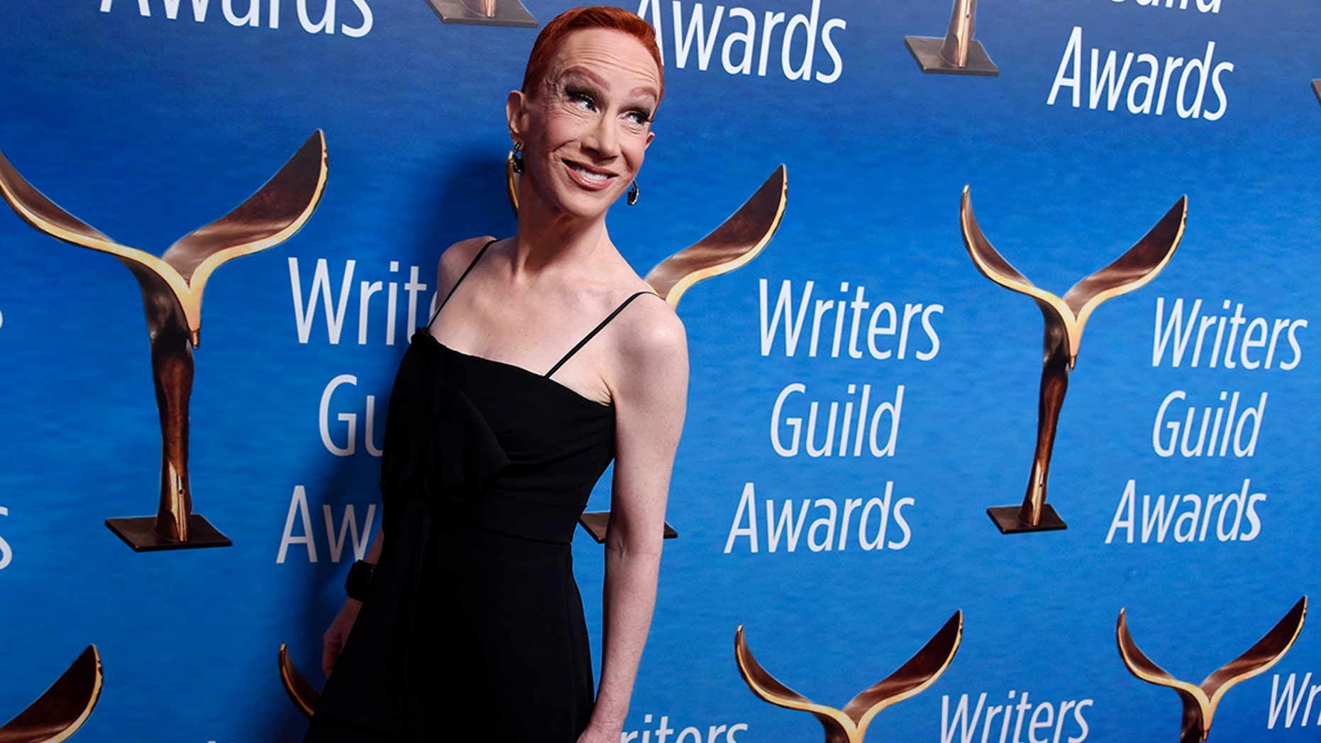 Comedian Kathy Griffin poses at the 2018 Writers Guild Awards at the Beverly Hilton on Sunday, Feb. 11, 2018, in Beverly Hills, Calif. (Photo by Chris Pizzello/Invision/AP)