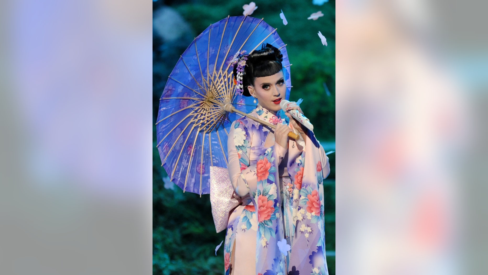 Nov. 24, 2013 file photo, Katy Perry performs on stage at the American Music Awards at the Nokia Theatre L.A. Live in Los Angeles.