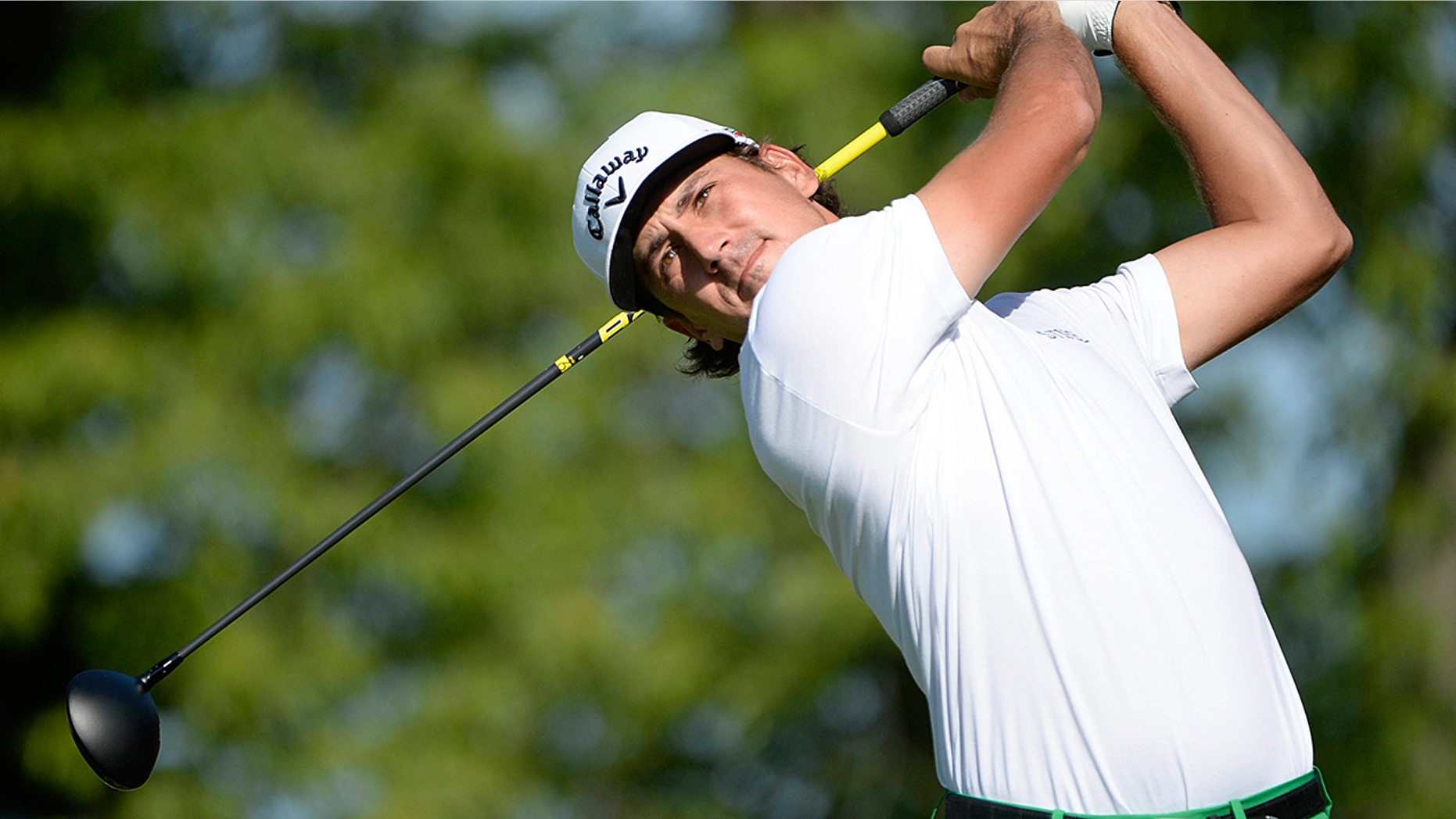Kelly Kraft plays his tee shot on the tenth hole during the first round of the RBC Canadian Open golf tournament at Glen Abbey Golf Club