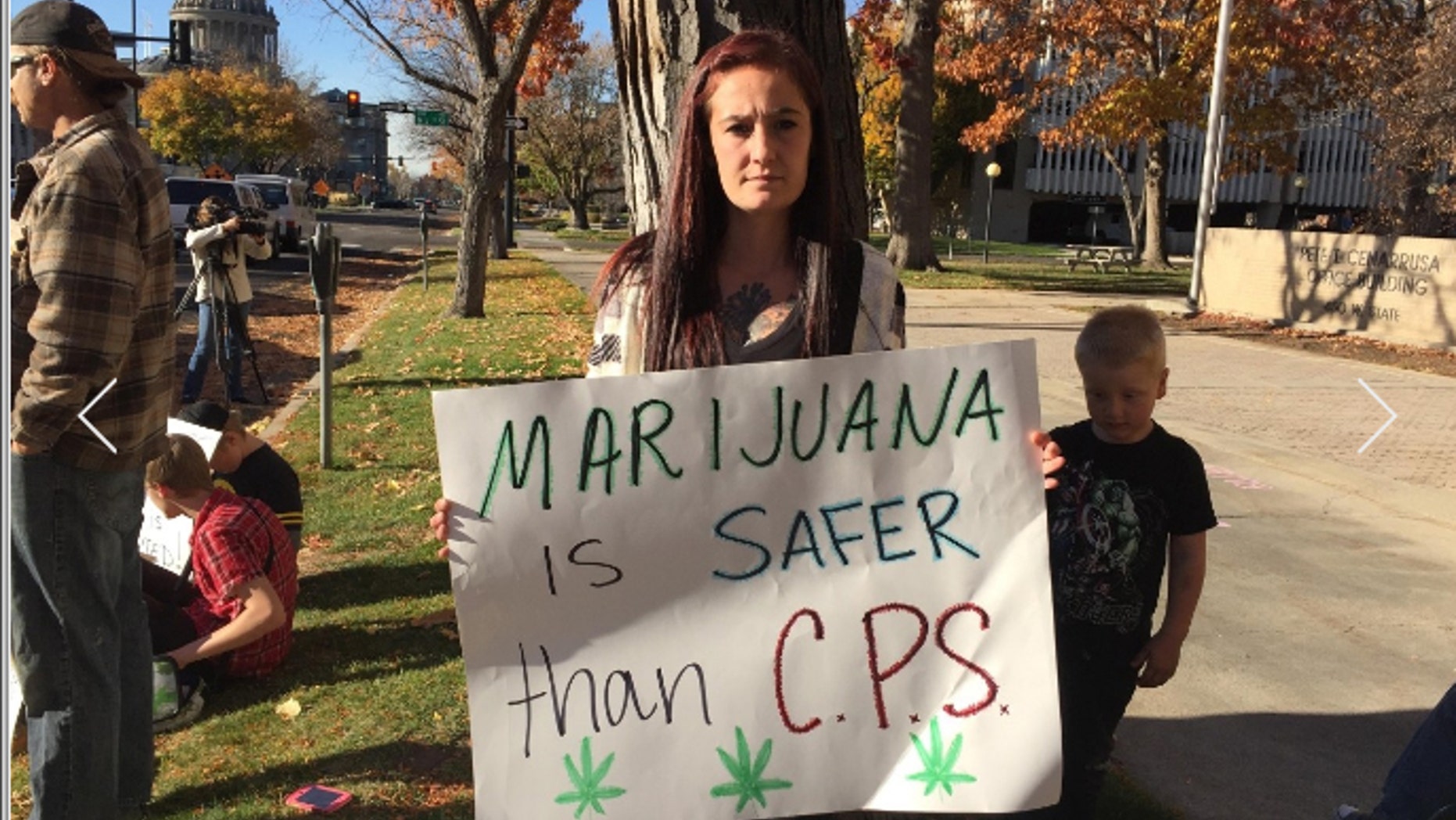 Kelsey Osborne and the Idaho Mom’s for Marijuana group rallied outside of the department of Health and Welfare in Boise Thursday afternoon, calling for medical marijuana reform. (Fox42/KBOI photo)