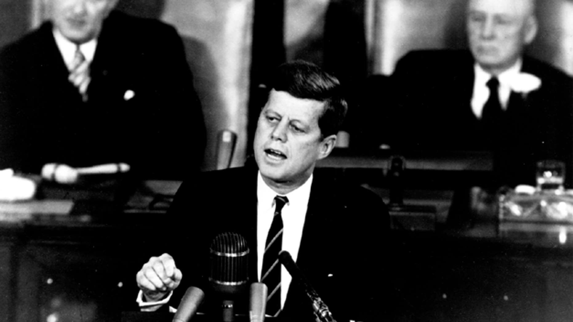 President John F. Kennedy called for an ambitious U.S. space program during a joint session of Congress on May 25, 1961, and announced the goal of landing astronauts on the moon by the end of the decade.