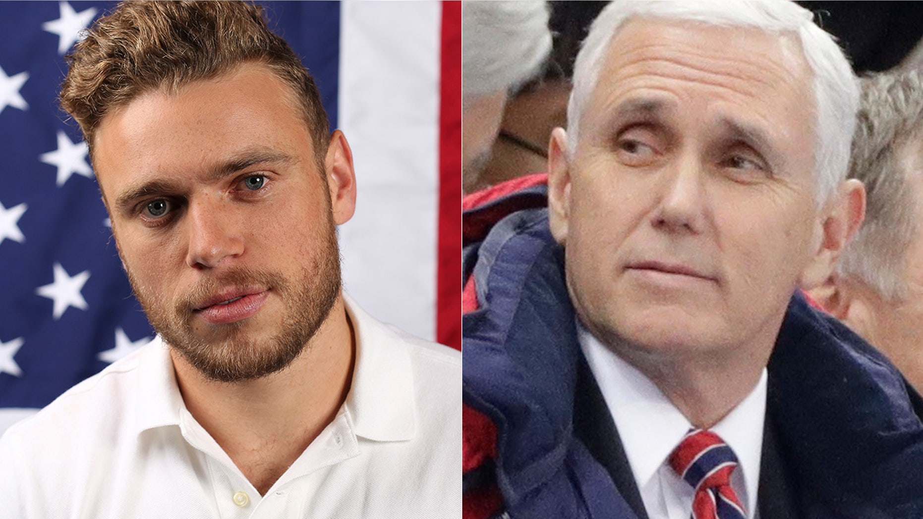 Olympic skier Gus Kenworthy, left, and Vice President Mike Pence.