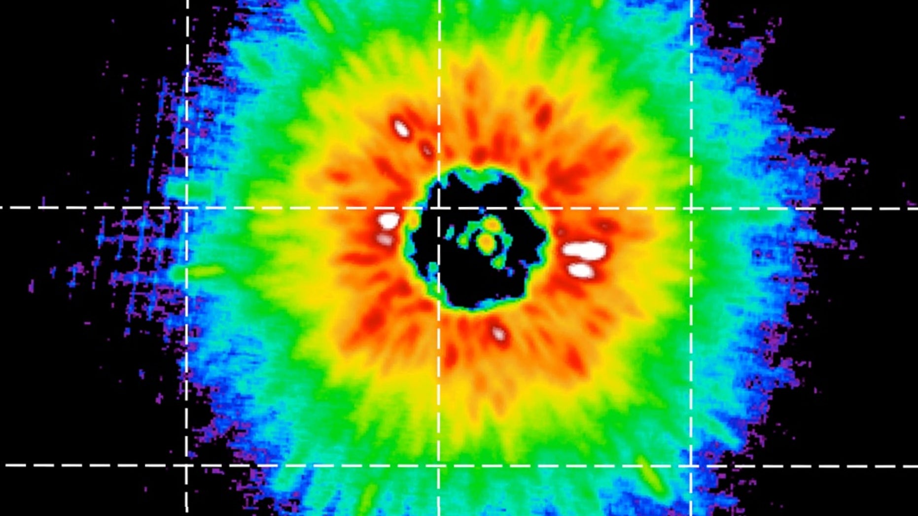 This image shows how star KIC 3542116 looks to the Kepler space telescope. Cooler colors represent darker regions, and warmer colors represent brighter regions.