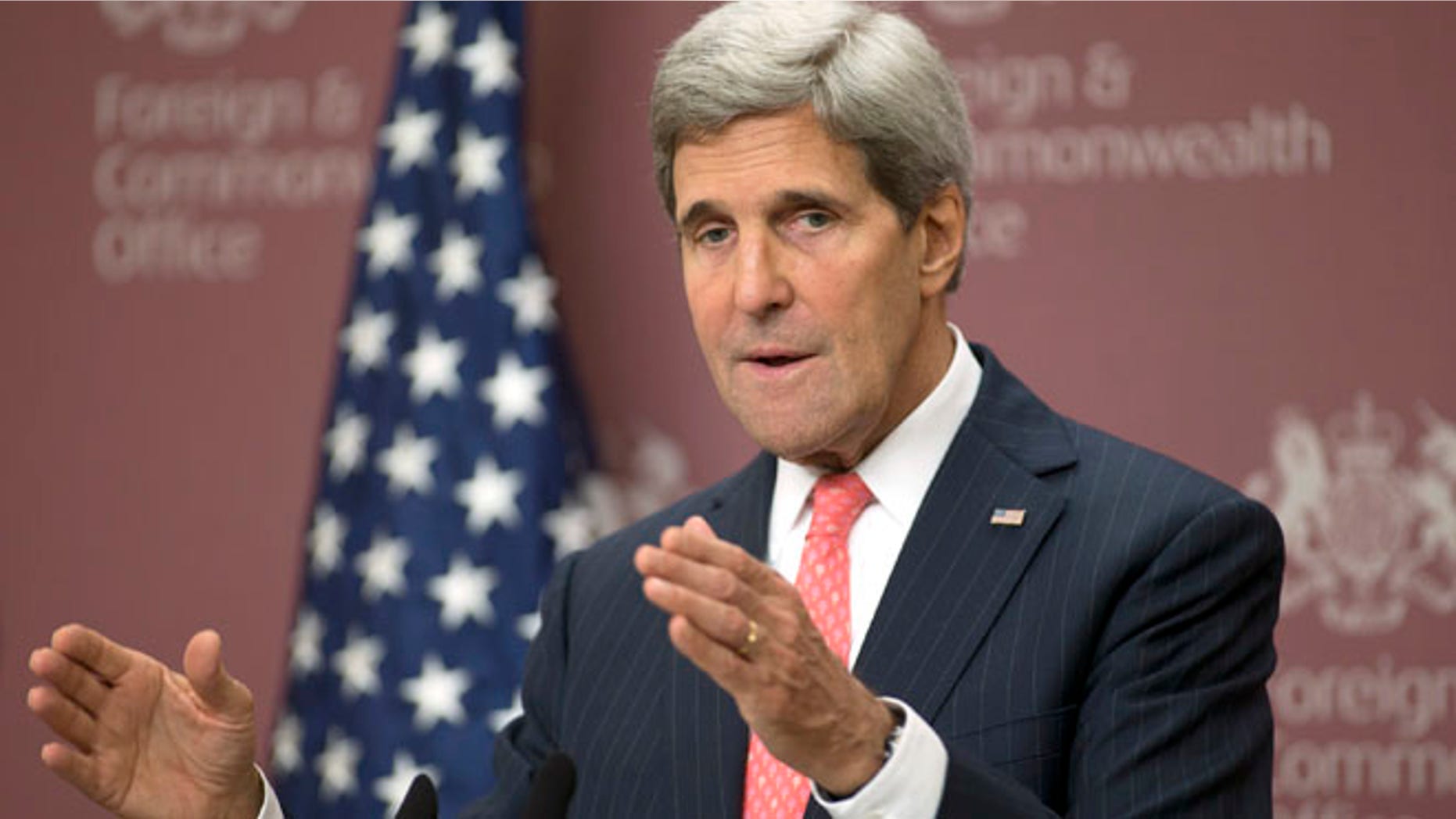 Oct. 22, 2013: Secretary of State John Kerry speaks to the media at the British Foreign Office in London.