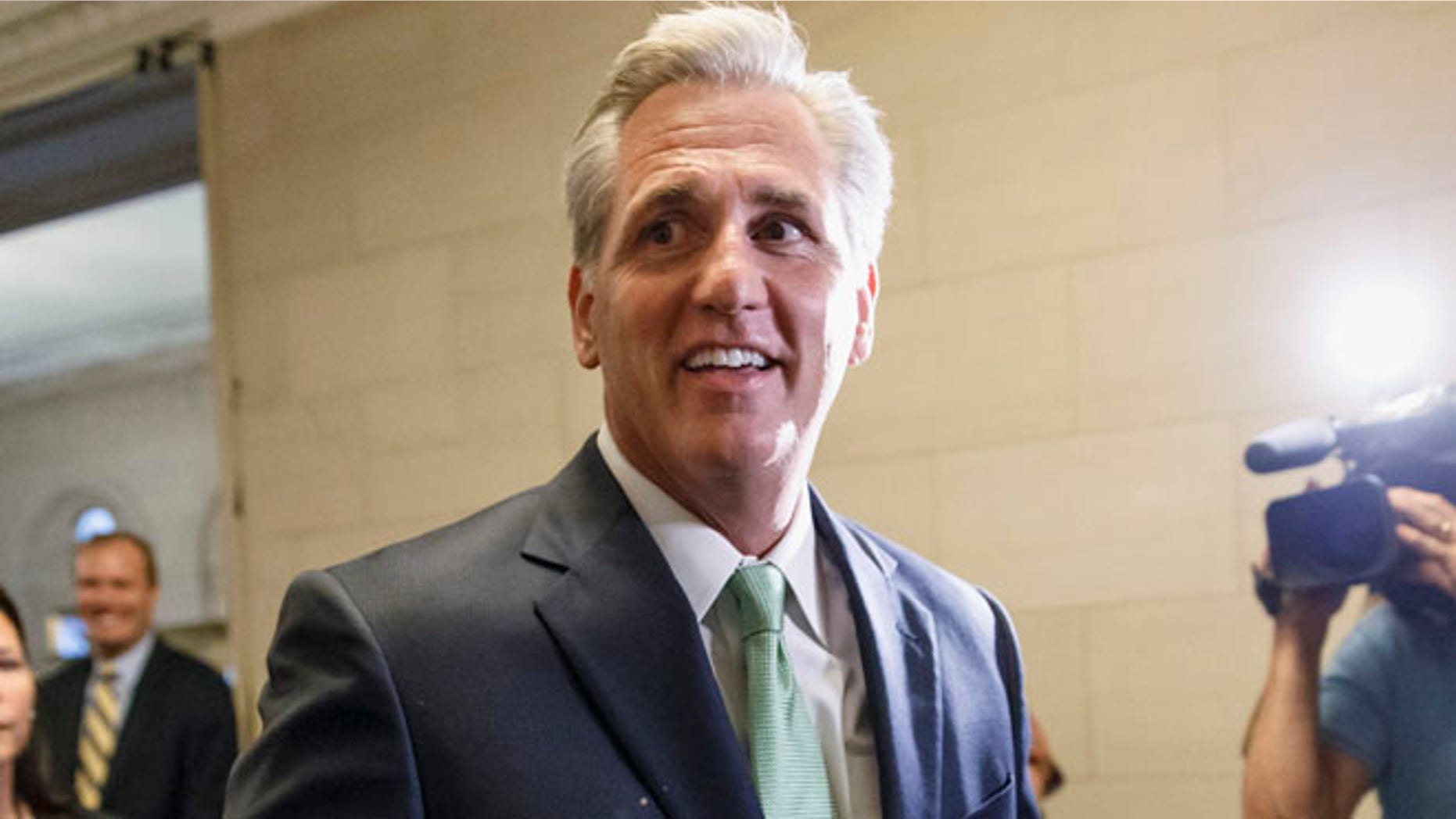 House Majority Whip Kevin McCarthy of Calif., arrives for GOP leadership elections, on Capitol Hill in Washington, Thursday, June 19, 2014.
