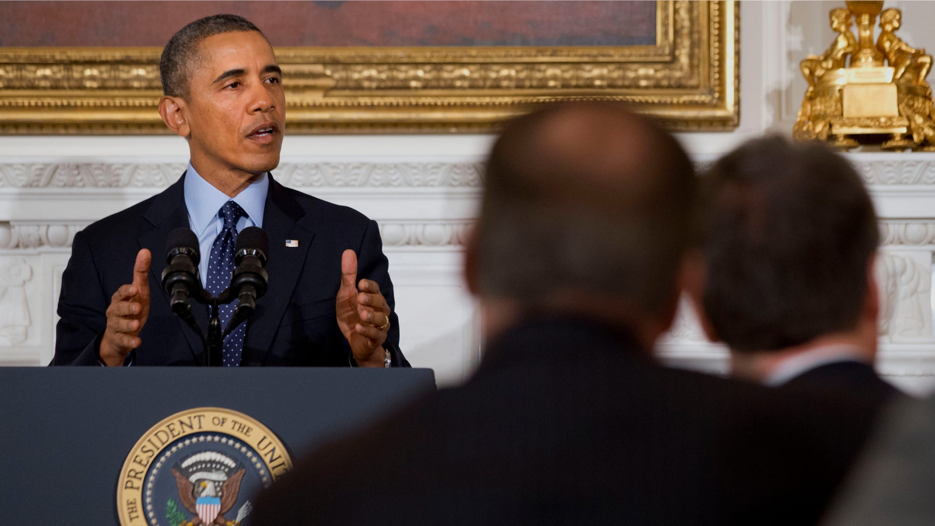 Feb. 24, 2014: President Obama speaks to members of the National Governors Association in the State Dining Room of the White House.