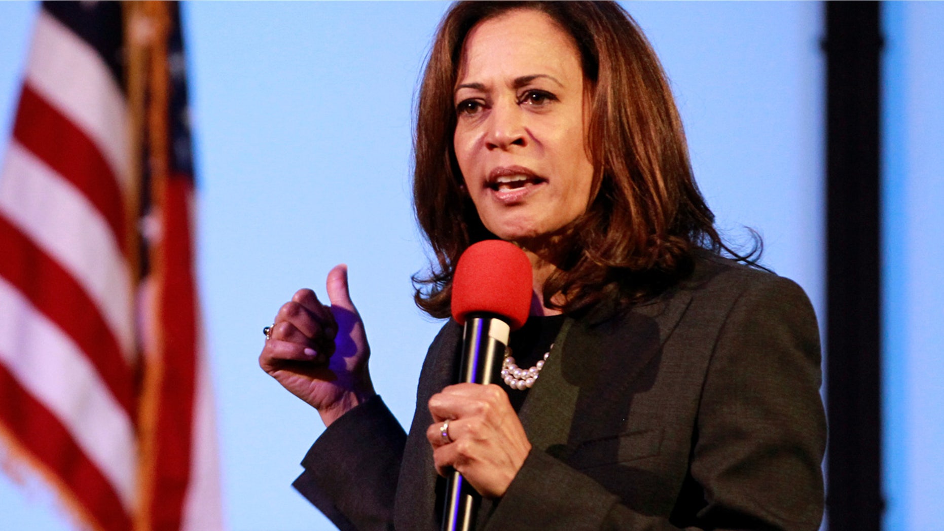 FILE 2018: U.S. Senator Kamala Harris, D-Calif., holds a town hall meeting in Sacramento.