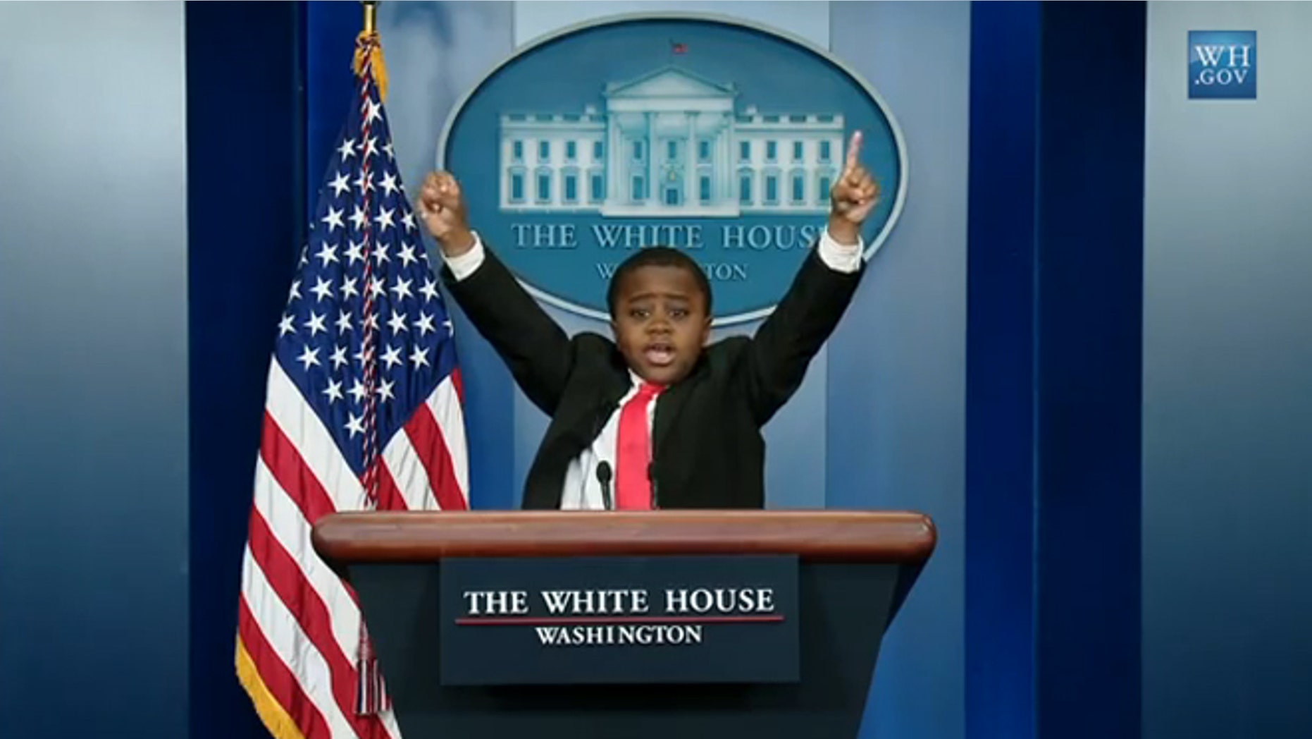 Shown here is a frame from the April Fools' video posted on the White House website.