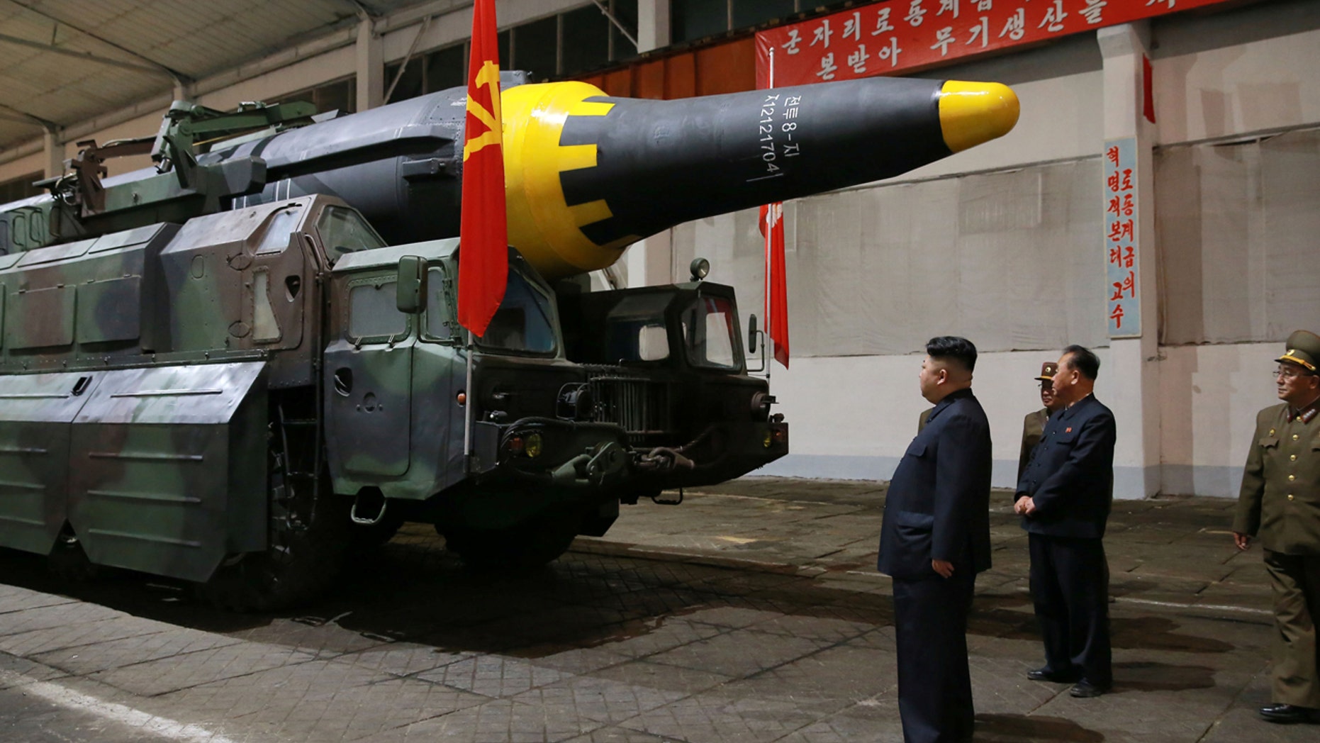 North Korean leader Kim Jong Un inspects the long-range strategic ballistic rocket Hwasong-12 (Mars-12) in this undated photo released by North Korea's Korean Central News Agency (KCNA) on May 15, 2017.