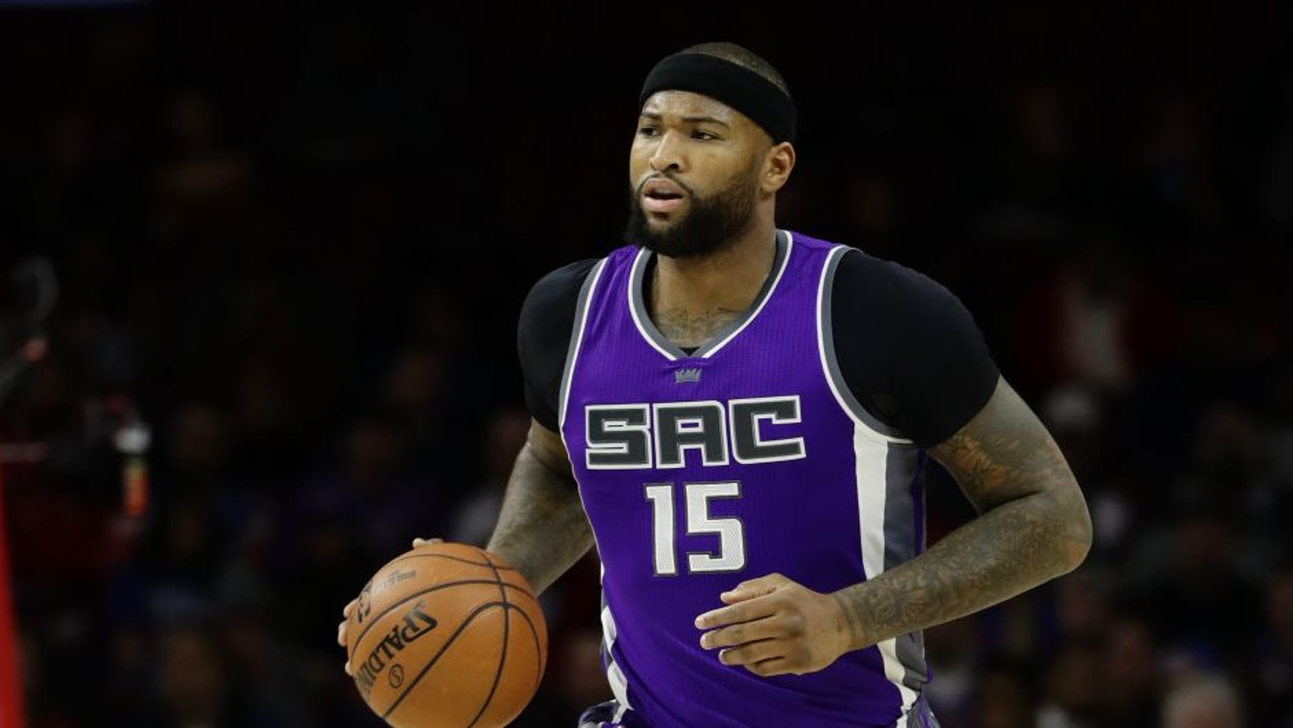 Sacramento Kings' DeMarcus Cousins in action during an NBA basketball game against the Philadelphia 76ers, Monday, Jan. 30, 2017, in Philadelphia. (AP Photo/Matt Slocum)