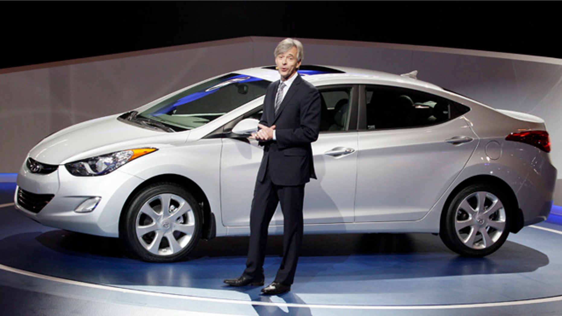 Hyundai Motor America President & CEO John Krafcik introduces the 2013 Hyundai Elantra during the media preview of the Chicago Auto Show at McCormick Place in Chicago on Wednesday, Feb. 8, 2012. (AP photo/Nam Y. Huh)
