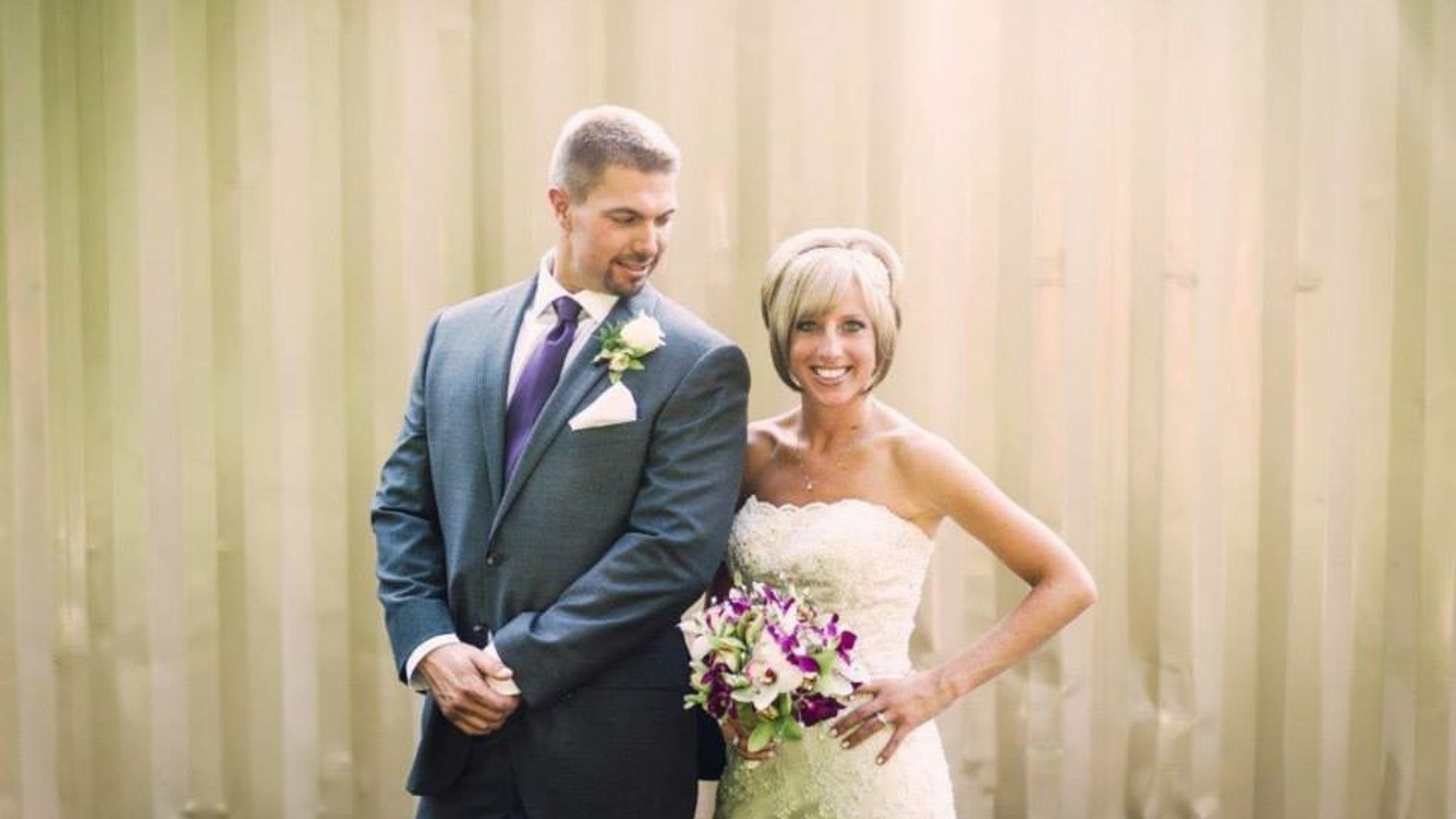 Kristin Nyerges and her husband, Jason, are pictured on their wedding day. Kristin was diagnosed with melanoma while pregnant. She had the mole surgically removed under localized anesthesia and is now cancer free.