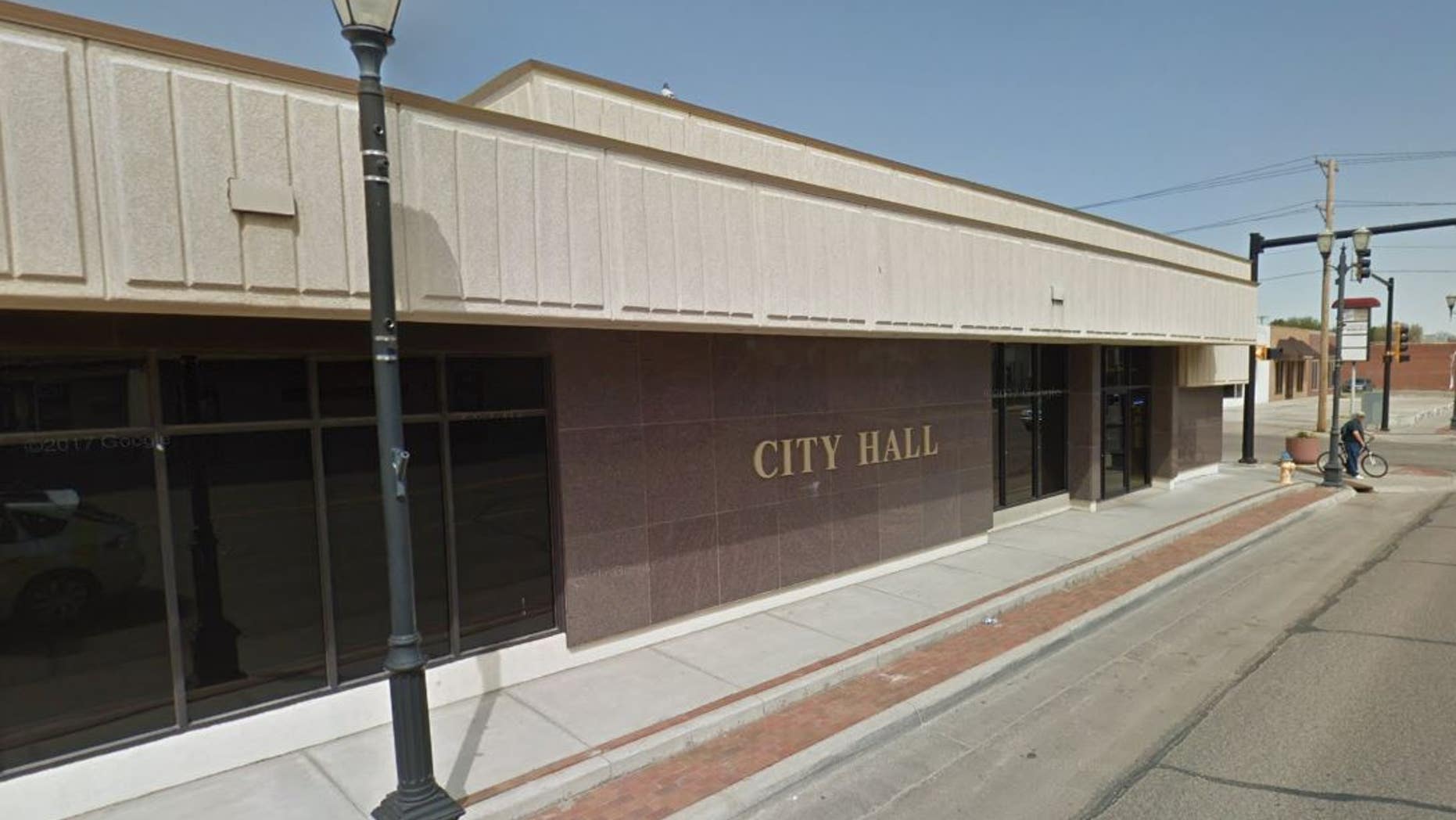 Outside city hall in Liberal, Kansas.