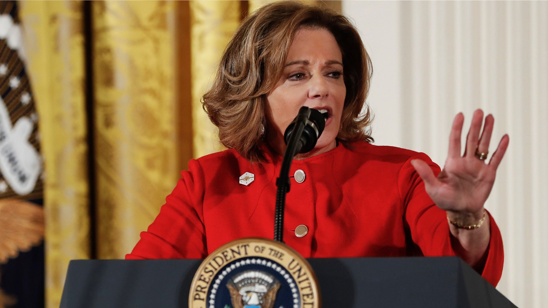 In this Wednesday, March 29, 2017, file photo, Deputy National Security Adviser K.T. McFarland speaks at the Women's Empowerment Panel, at the White House in Washington.