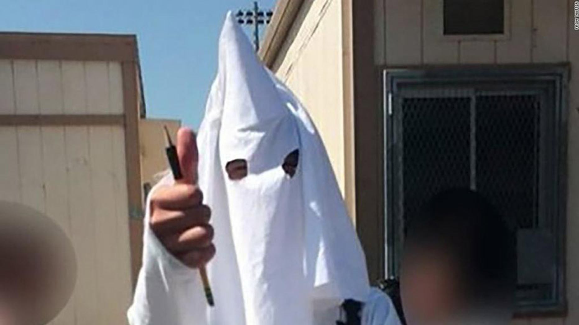 A student wore a Ku Klux Klan costume to school as part of a class project at Harbor Teacher Preparation Academy in Los Angeles.