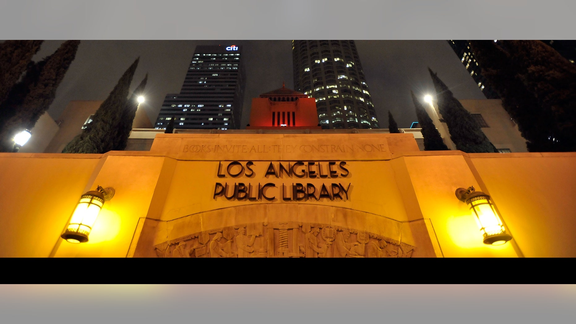 LOS ANGELES, CA - DECEMBER 01: Los Angeles' Central Public Library is illuminated (RED) in honor of World AIDS Day. Los Angeles is one of ten major cities joining (RED) to raise awareness and funds to help eliminate AIDS in Africa on December 1, 2009 in Los Angeles, California. (Photo by Charley Gallay/Getty Images for (RED))