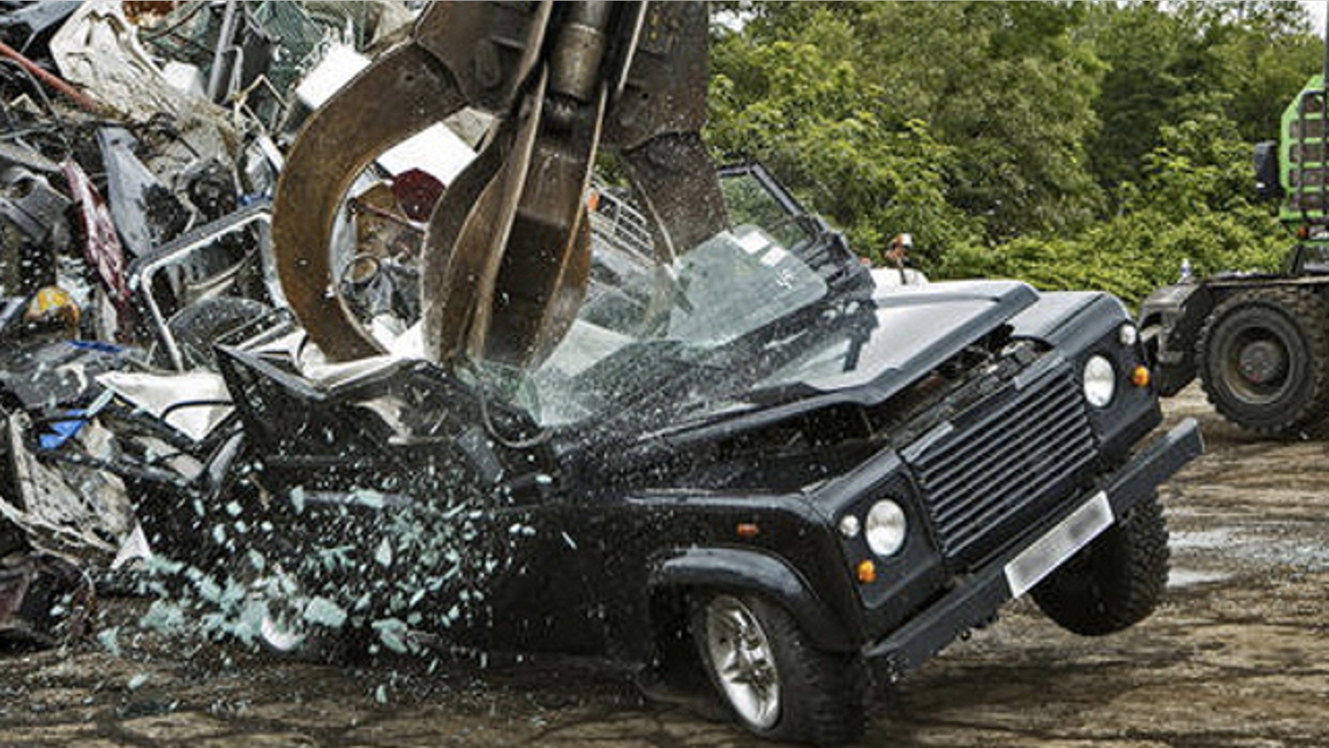 The Land Rover Defender, no longer offered for sale in the U.S. due to crash safety and emissions regulations, could not survive the crusher of the U.S. Customs and Border Protection.