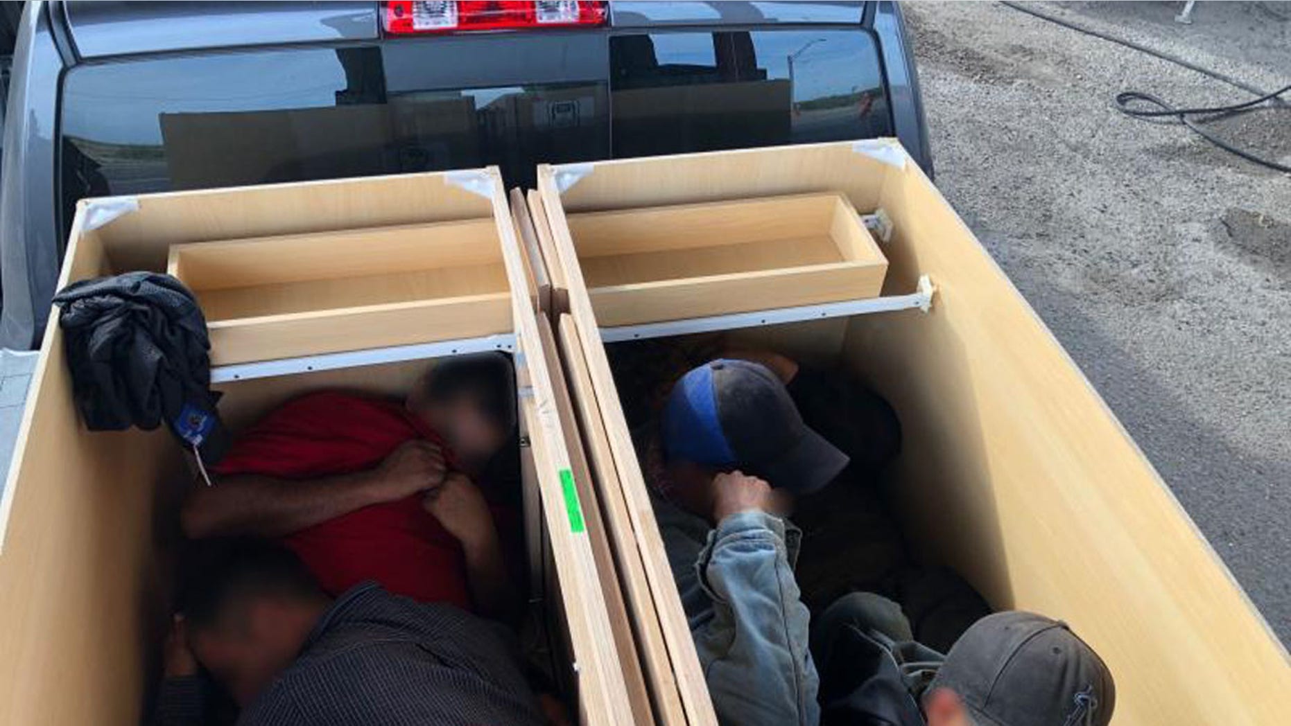 Six illegal immigrants from Mexico were discovered Monday at the border in Laredo, Texas trapped in cabinets.