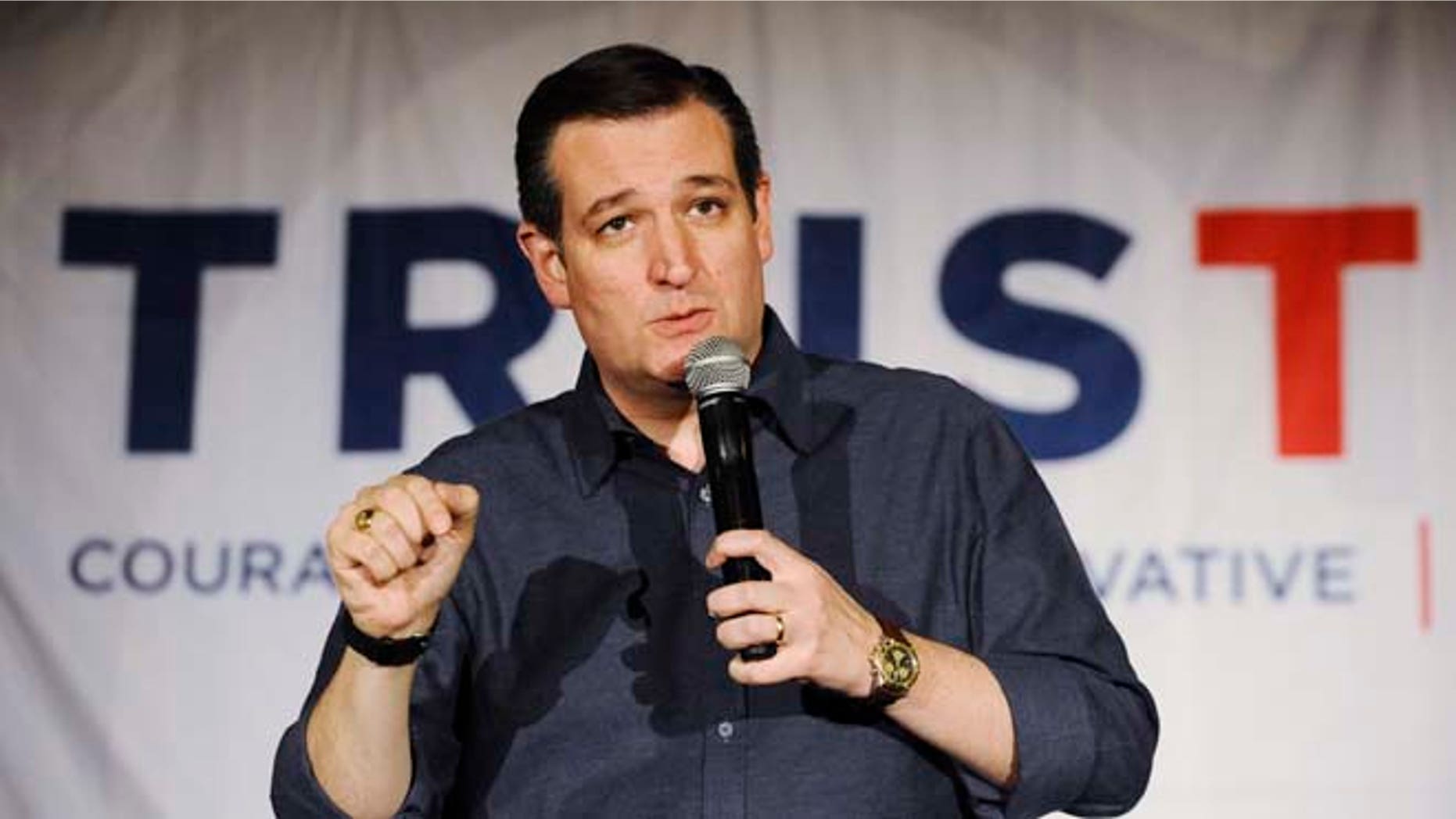 Republican presidential candidate Sen. Ted Cruz, R-Texas, speaks during a campaign stop on Wednesday, Jan. 13, 2016, in Dorchester, S.C. (AP Photo/Rainier Ehrhardt)