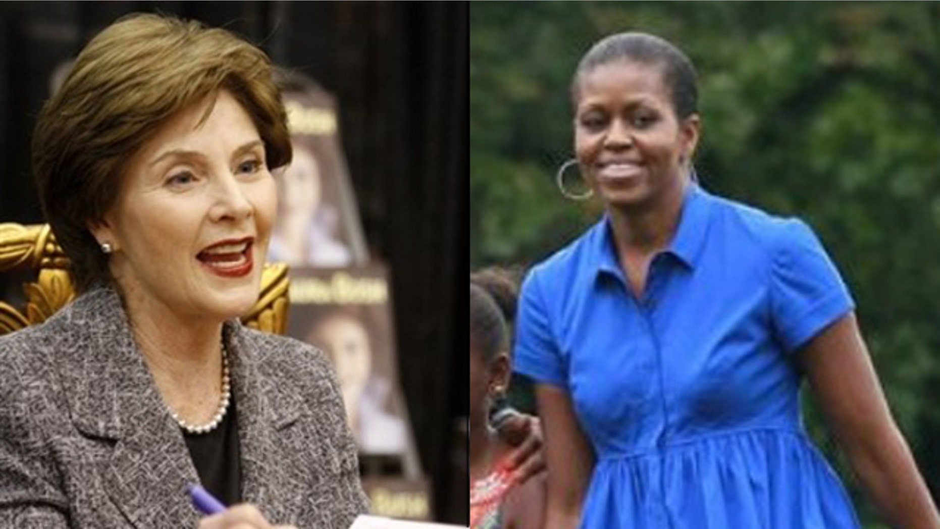Shown here are former first lady Laura Bush, left, and first lady Michelle Obama. (AP Photos)