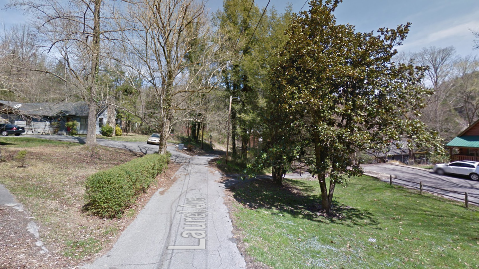 The vehicle was parked outside a home on this road in Gatlinburg.